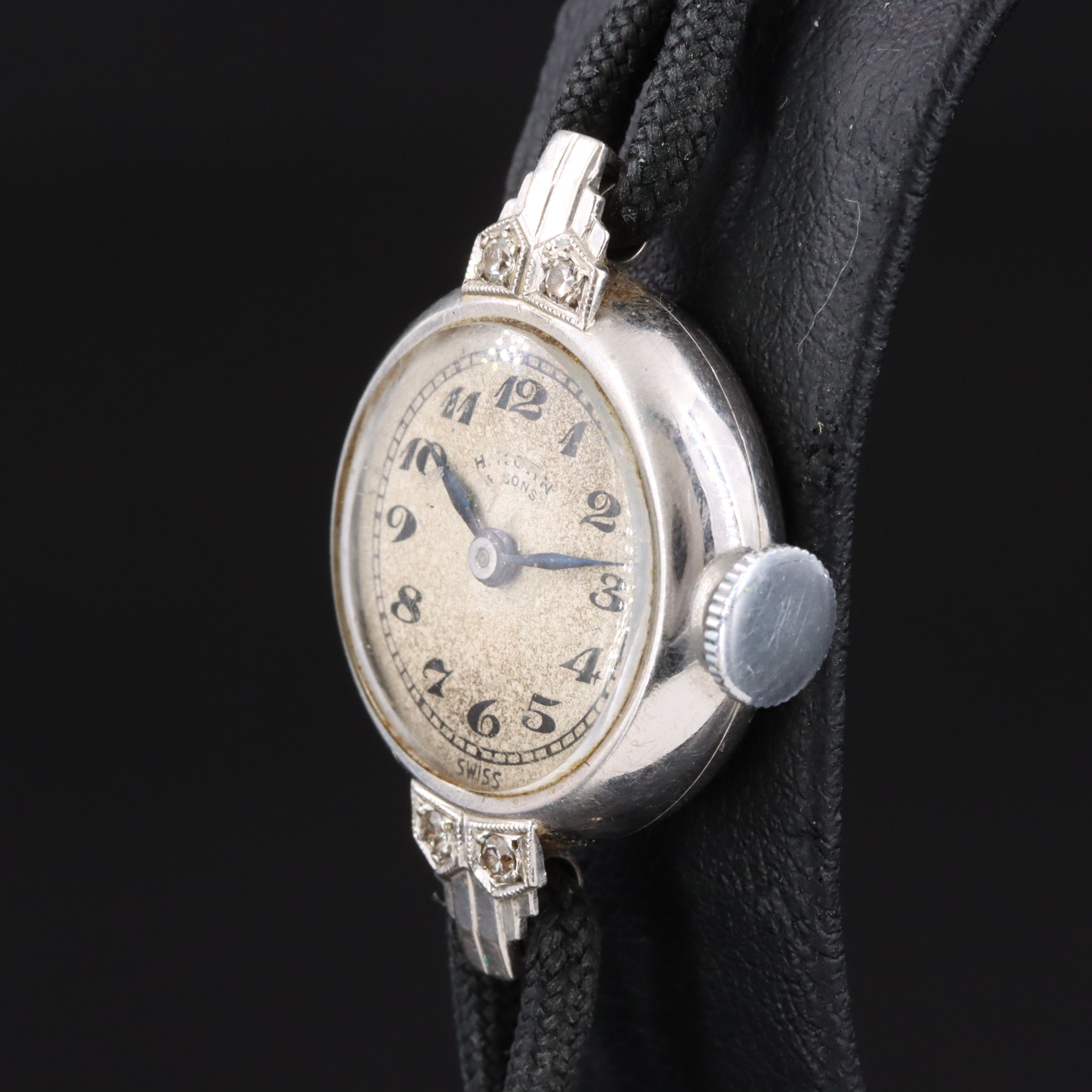 14K Diamond Watch with Wristacrat Gold-Filled Filigree and Gemstone Watch Band