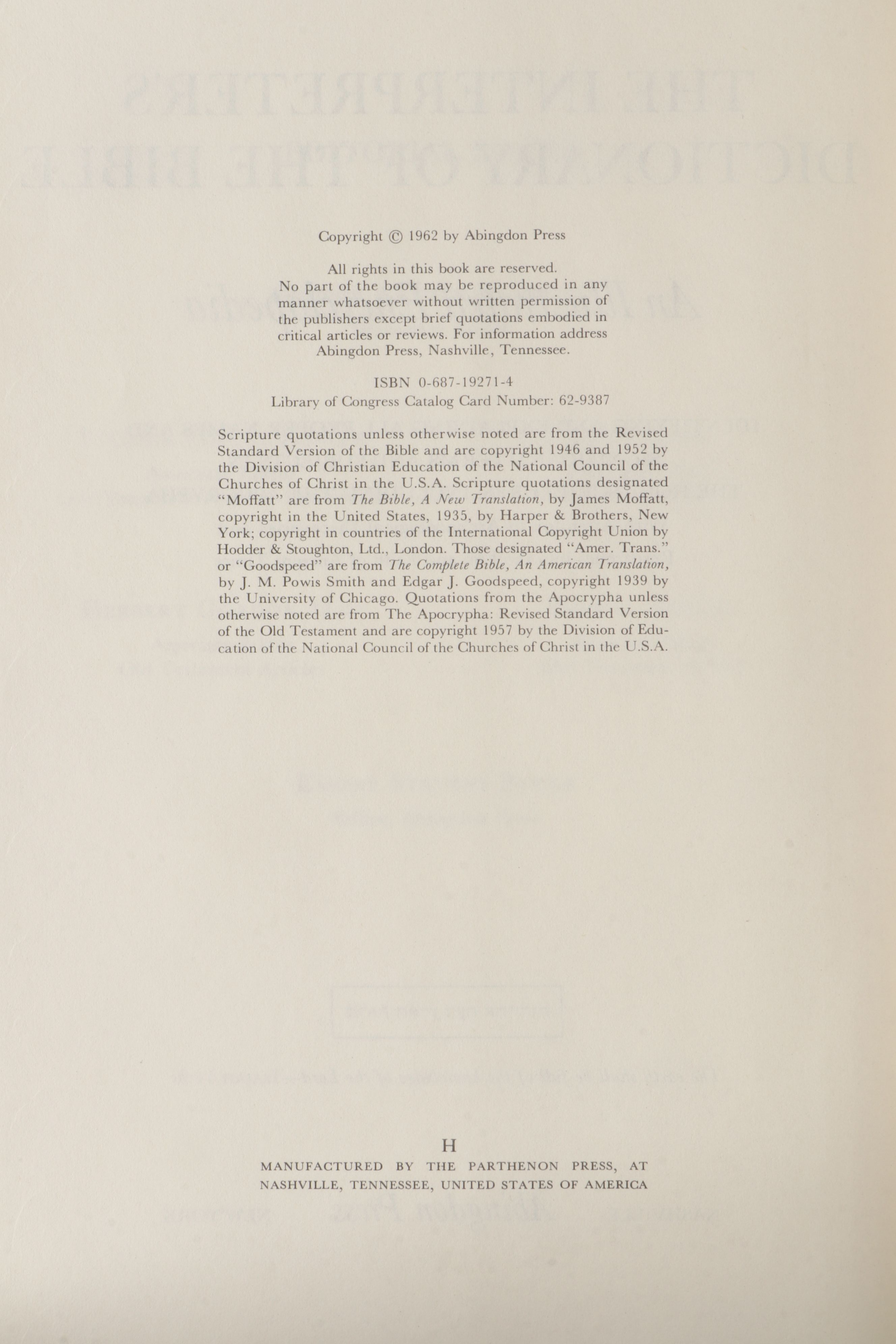 "The Interpreter's Dictionary of the Bible," Complete Set