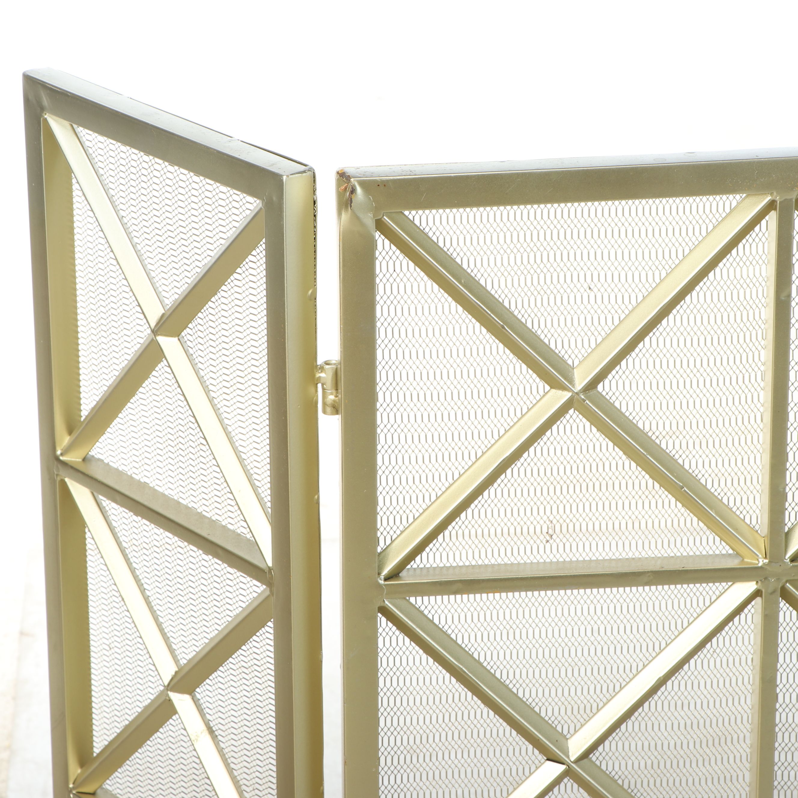Contemporary Gold Finish Metal Fireplace Screen