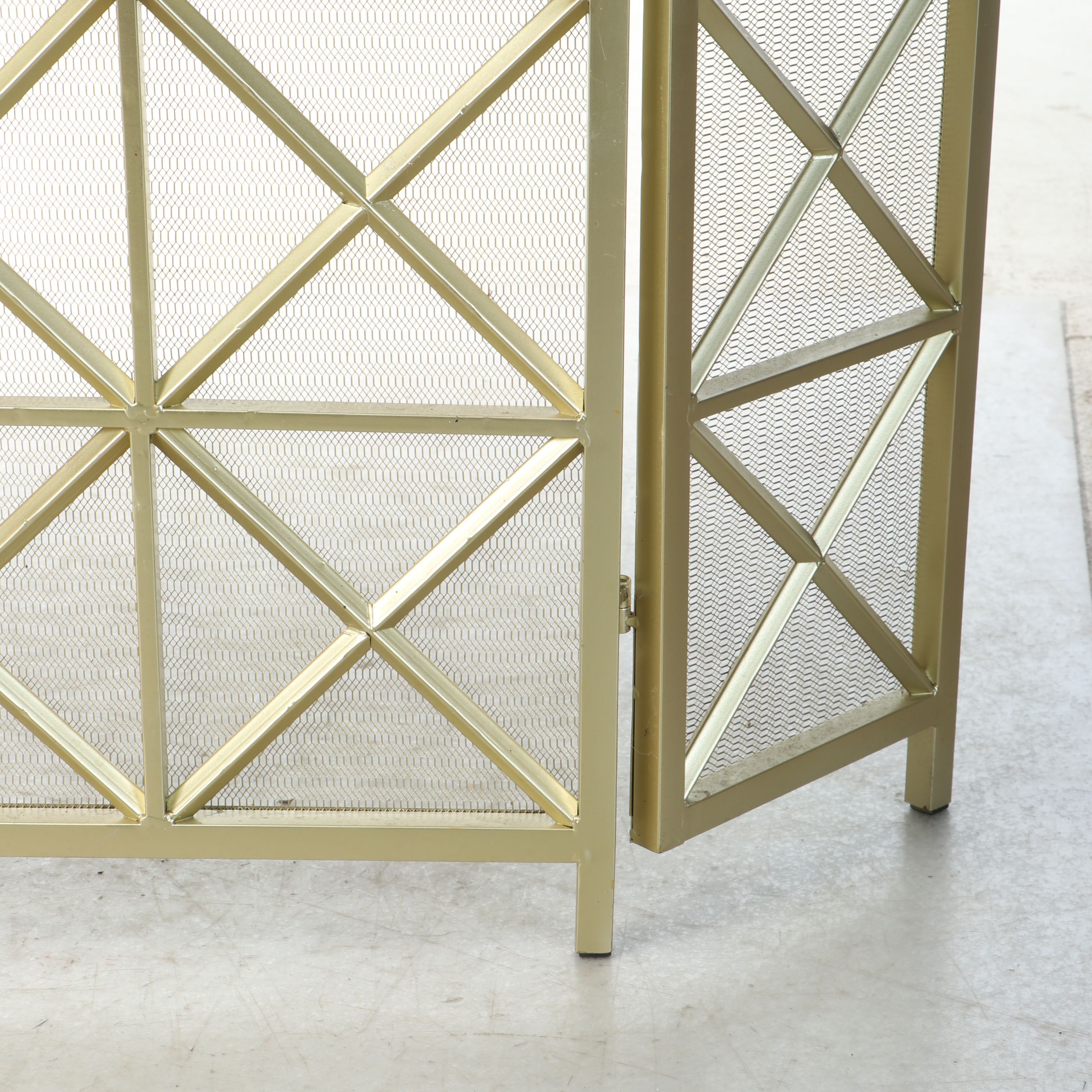 Contemporary Gold Finish Metal Fireplace Screen