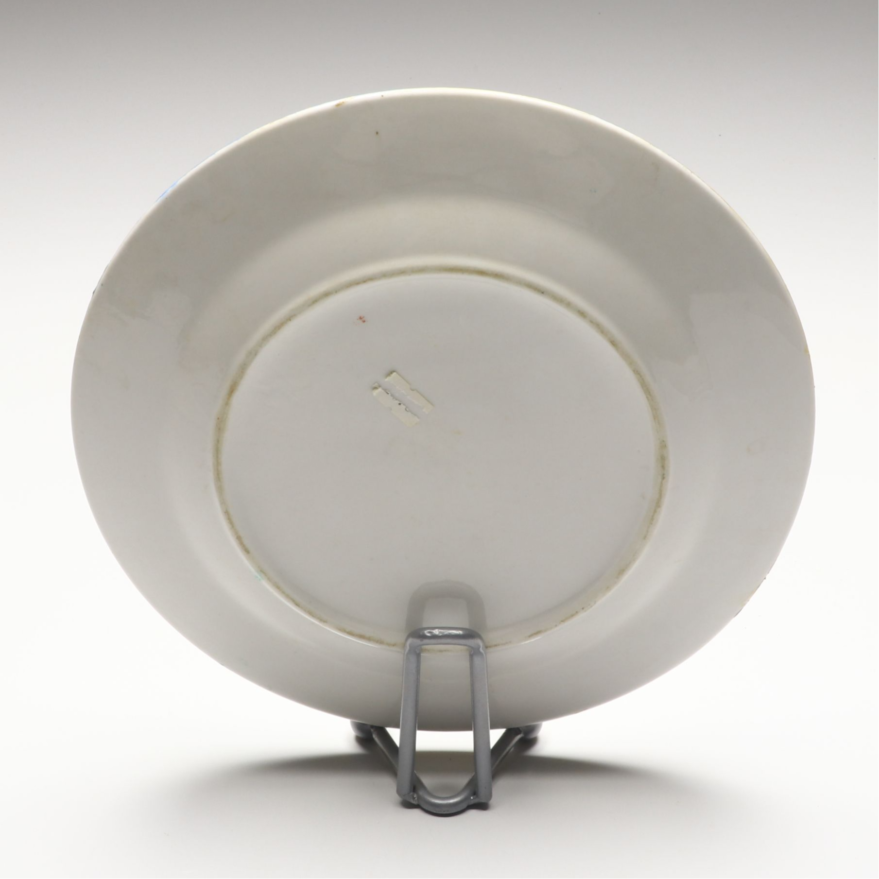 Hand-Painted Folk Art Plate of Haitian Market Scene on Stand, Signed by Artist