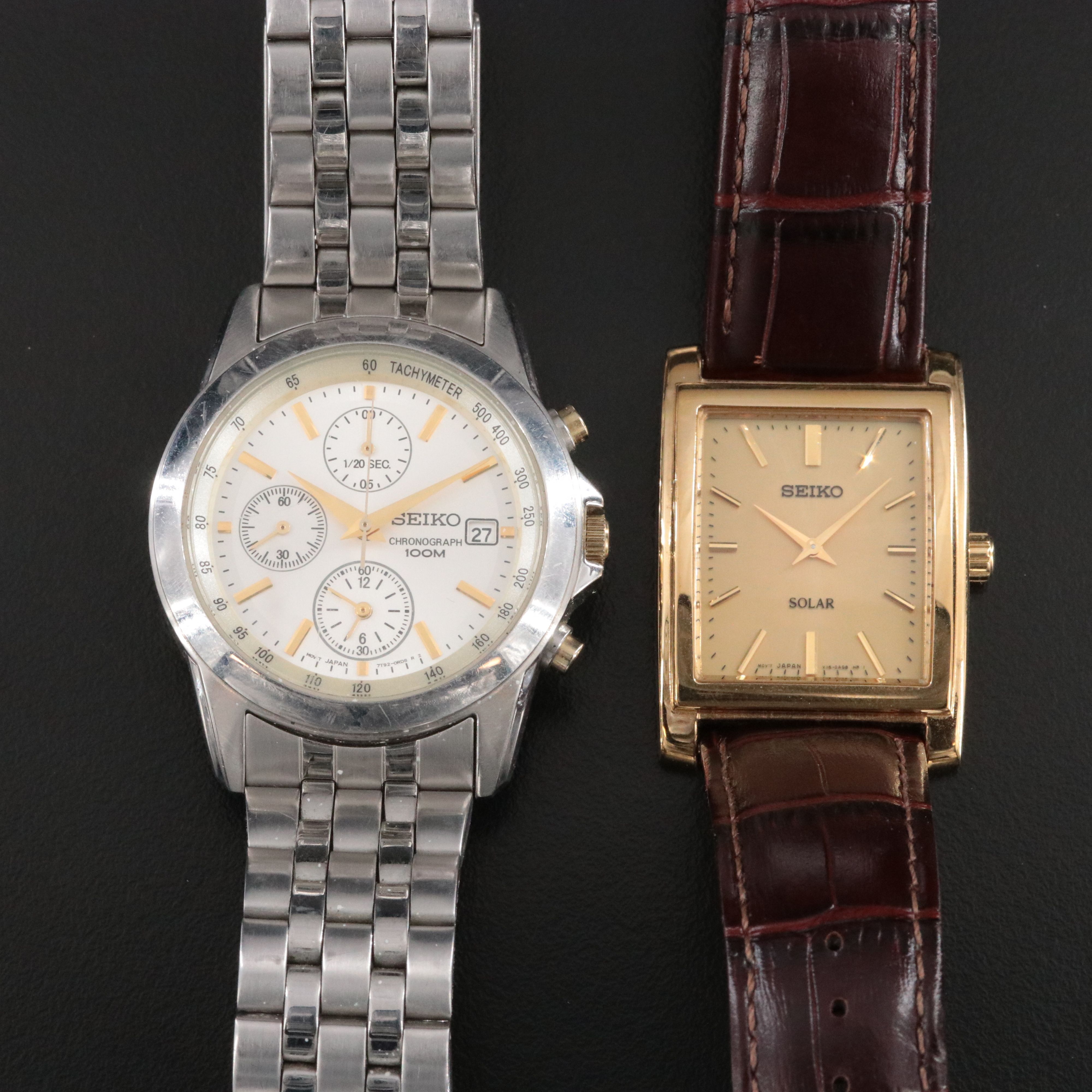 Seiko Chronograph and Seiko Solar Stainless Steel Watches