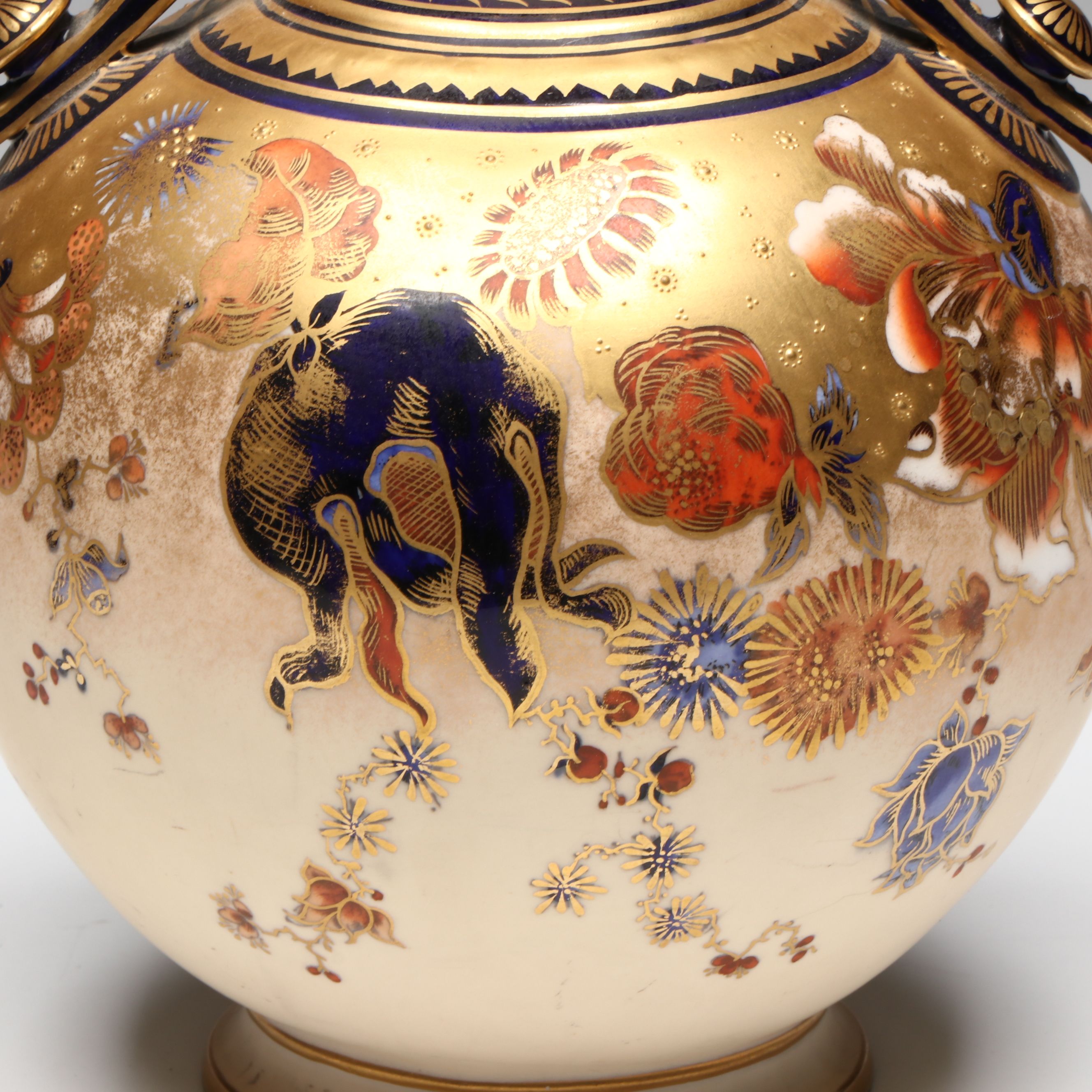 Royal Crown Derby Floral Gold Gilt Bone China Vase, 1889