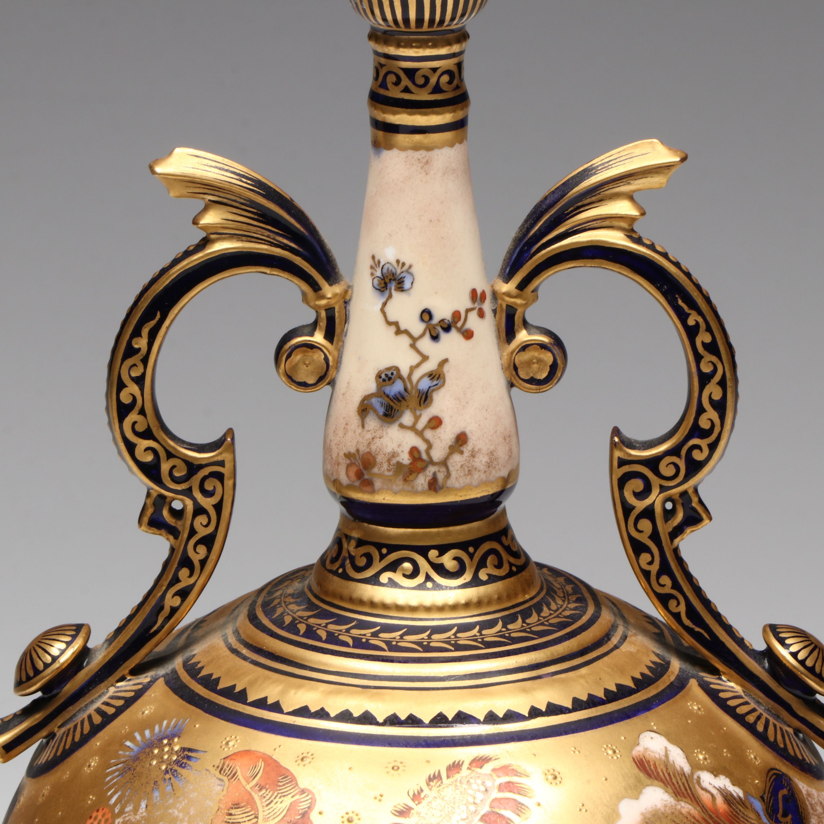 Royal Crown Derby Floral Gold Gilt Bone China Vase, 1889