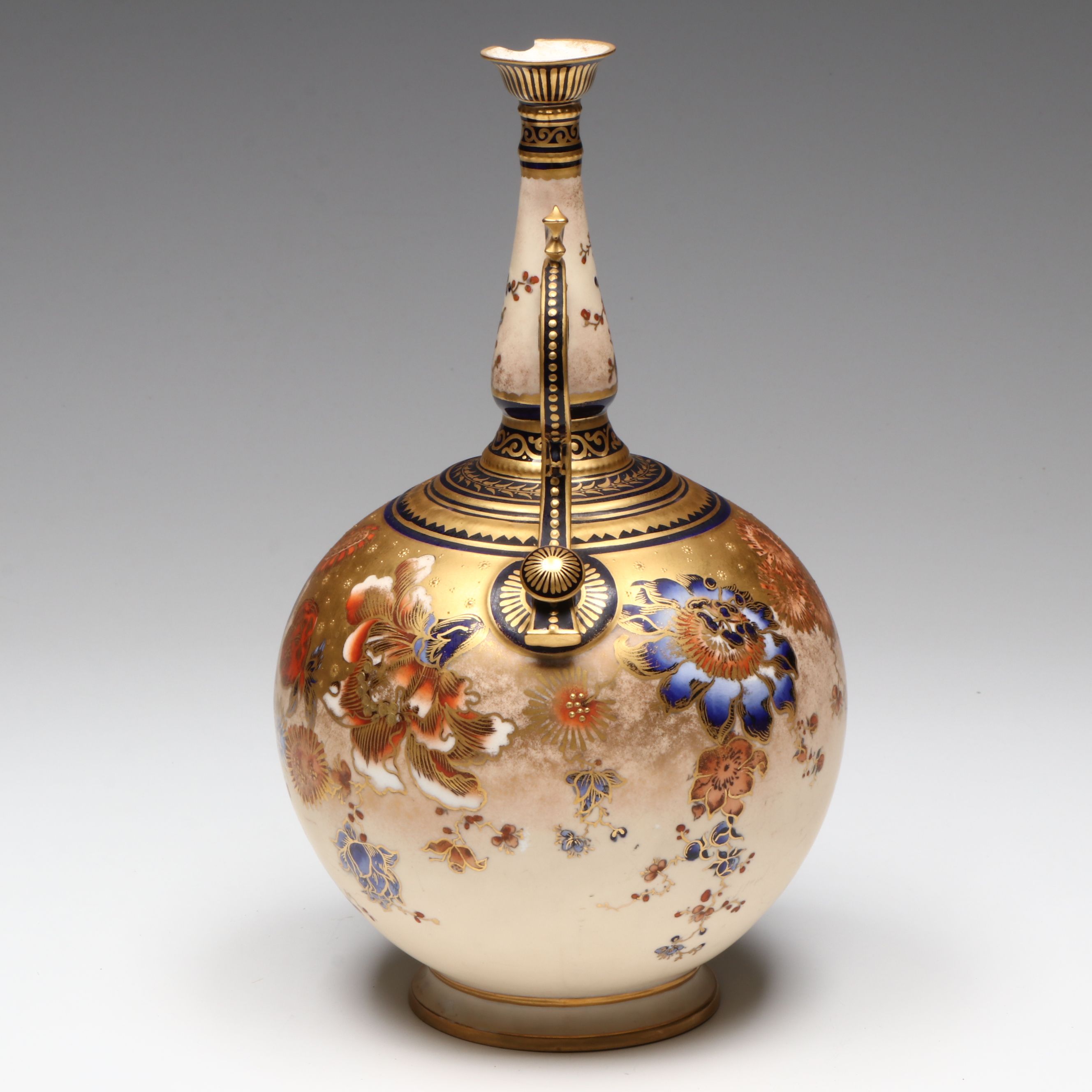 Royal Crown Derby Floral Gold Gilt Bone China Vase, 1889