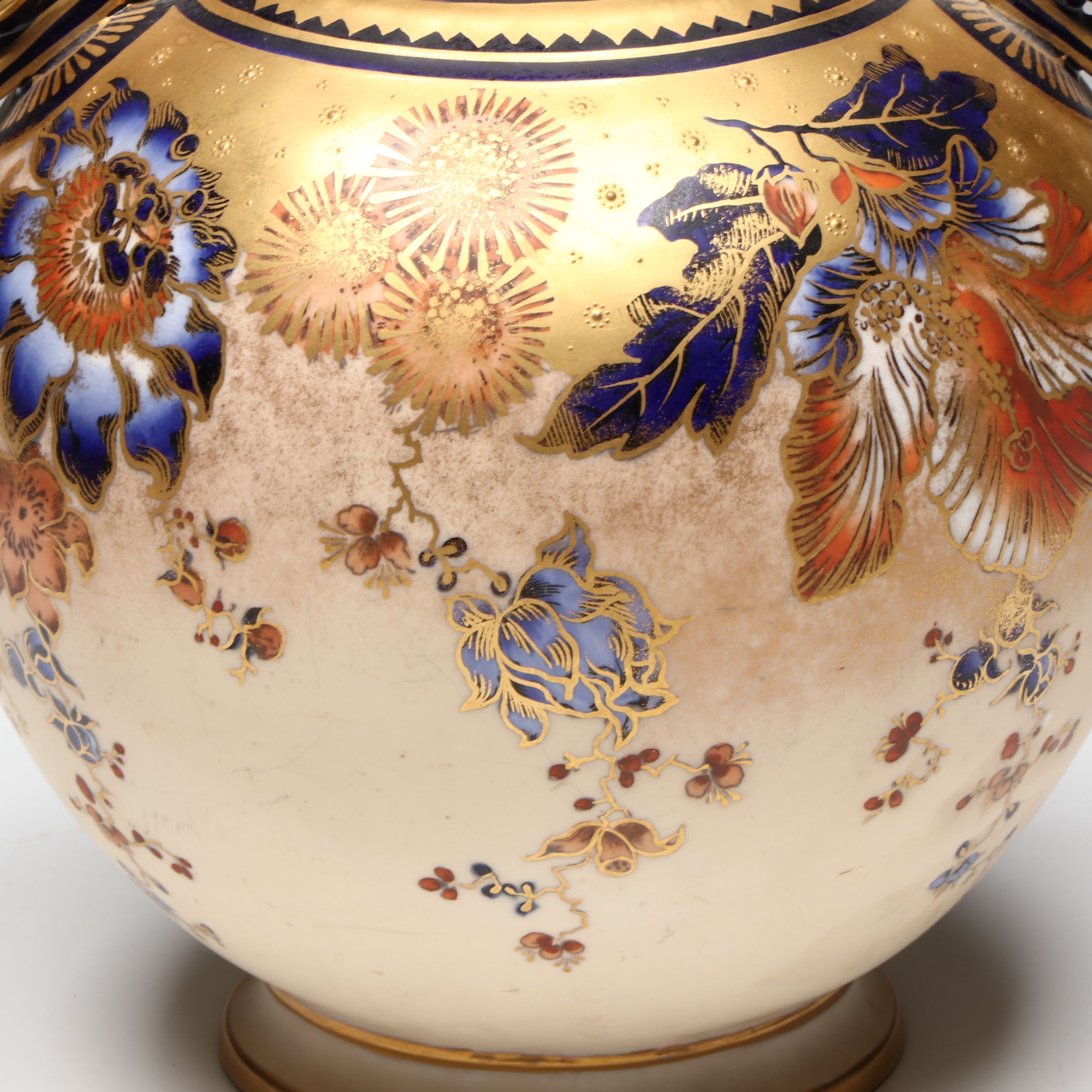 Royal Crown Derby Floral Gold Gilt Bone China Vase, 1889