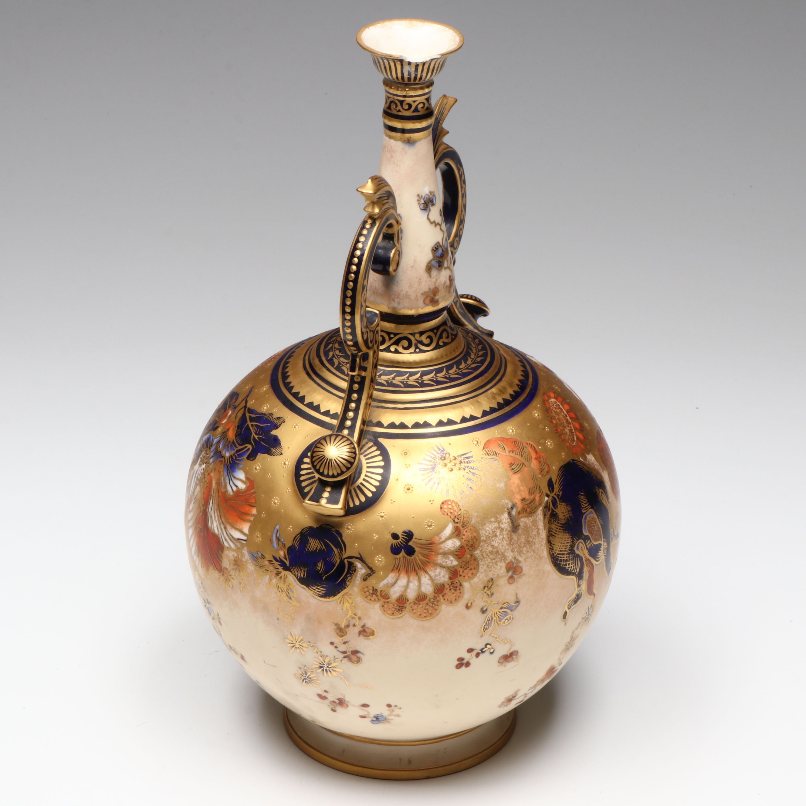 Royal Crown Derby Floral Gold Gilt Bone China Vase, 1889