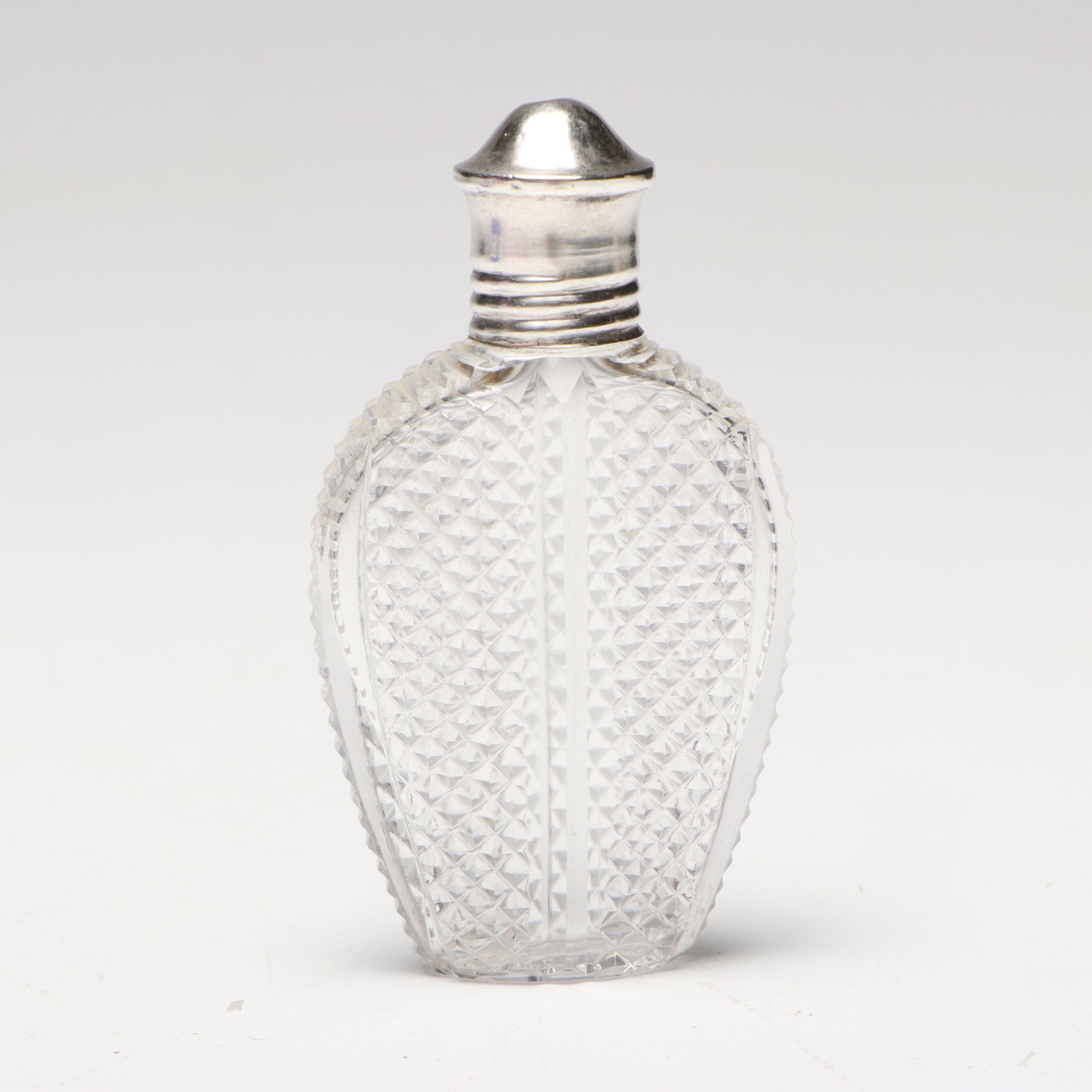 English Sterling Capped Cut Glass Bottle and Pairpoint Handblown Cobalt Glass