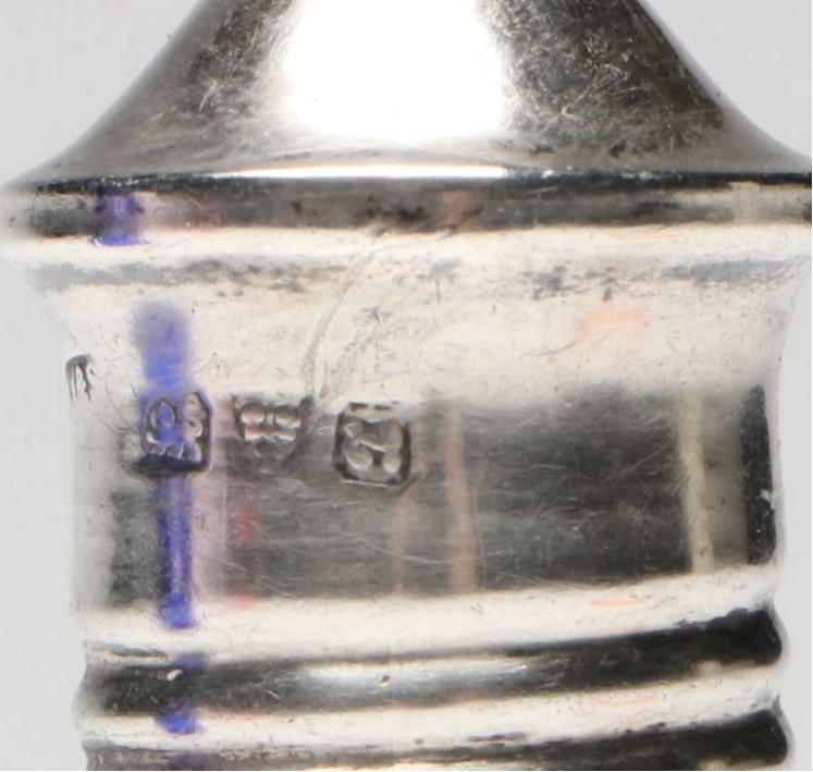 English Sterling Capped Cut Glass Bottle and Pairpoint Handblown Cobalt Glass