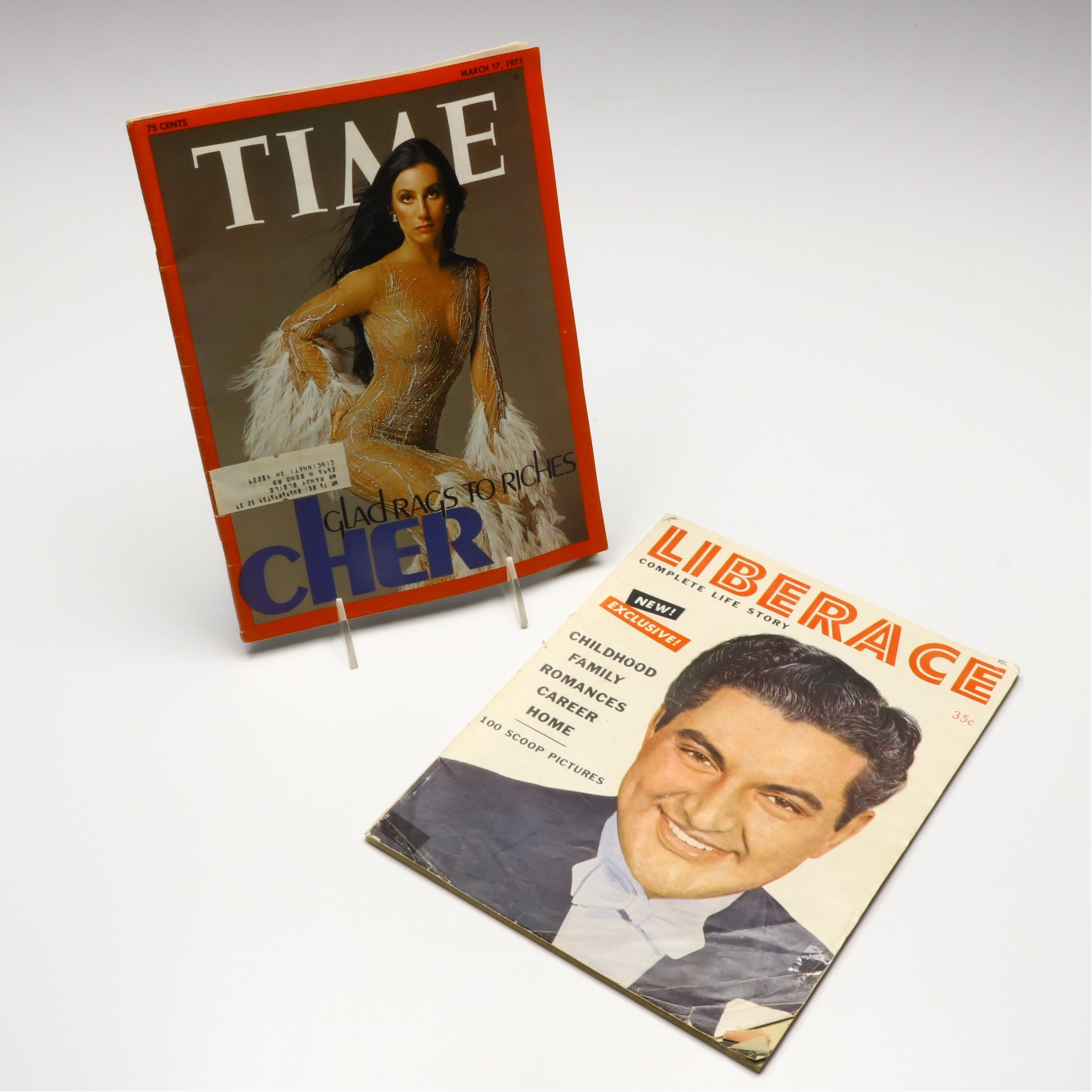 1975 "Time" Magazine Featuring Cher with "Liberace" Complete Life Story Magazine