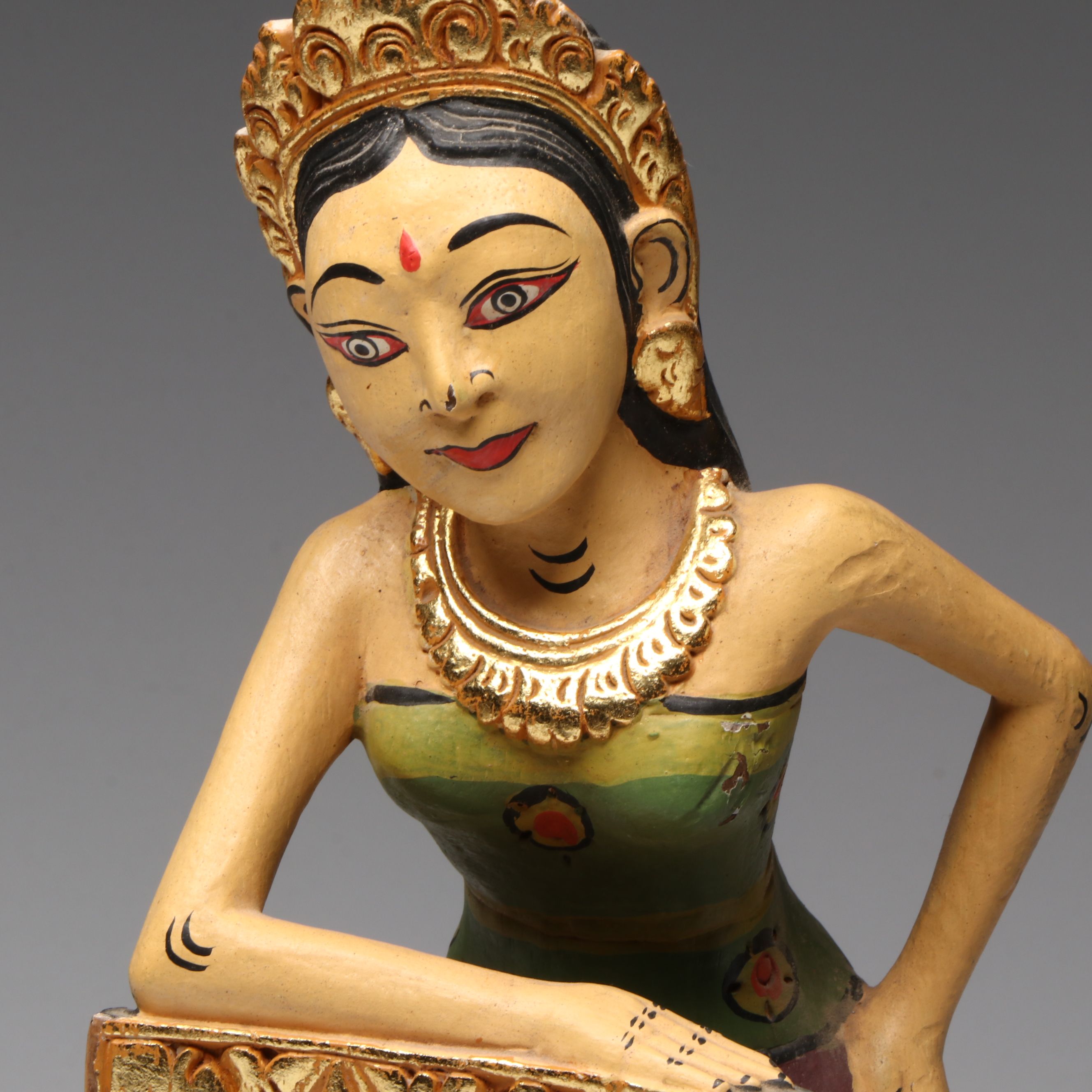 Italian Grolla Wooden Friendship Cup With Balinese Hand-Crafted Figural Mirror