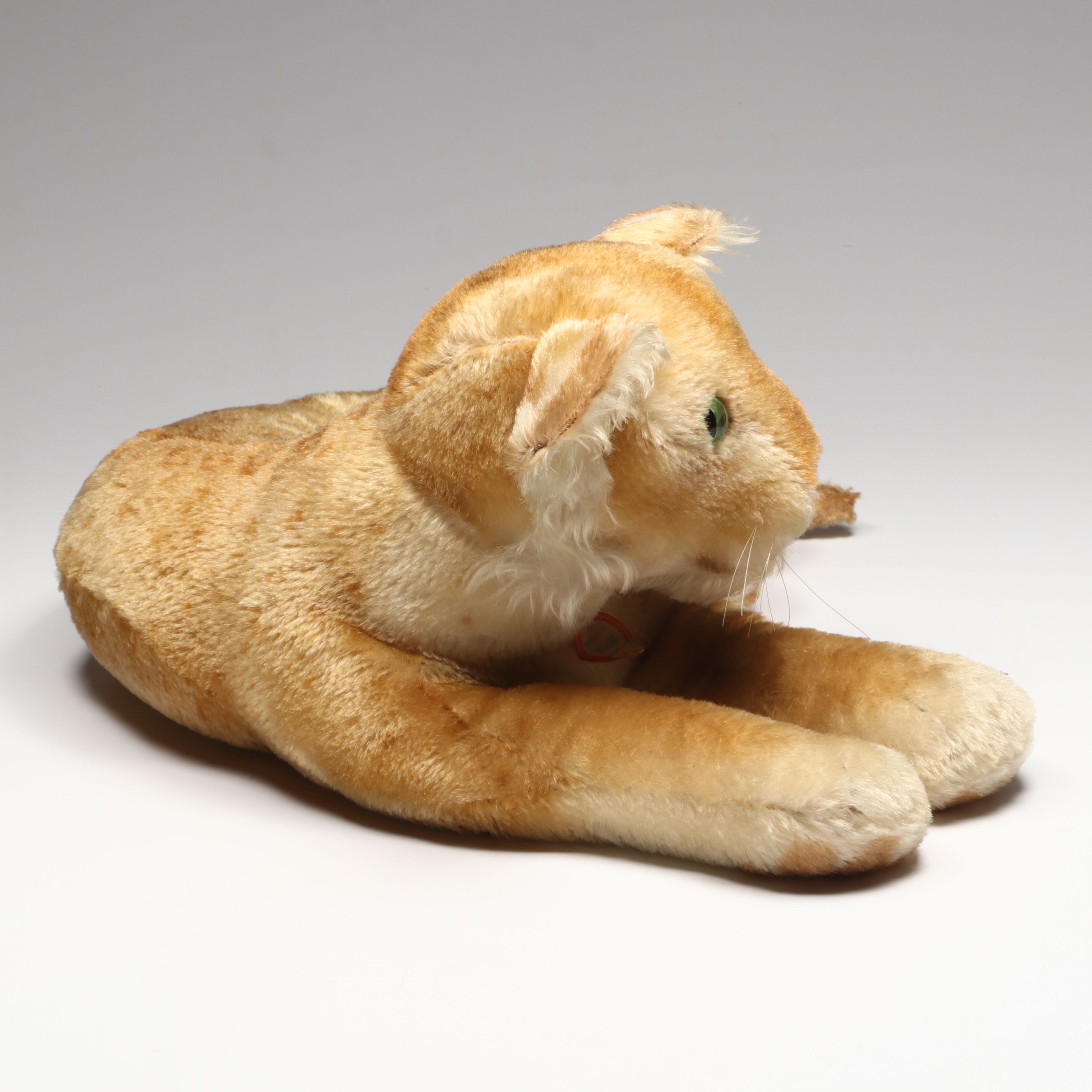 Steiff Mohair Plush Reclining Lion Cub, Mid-20th Century