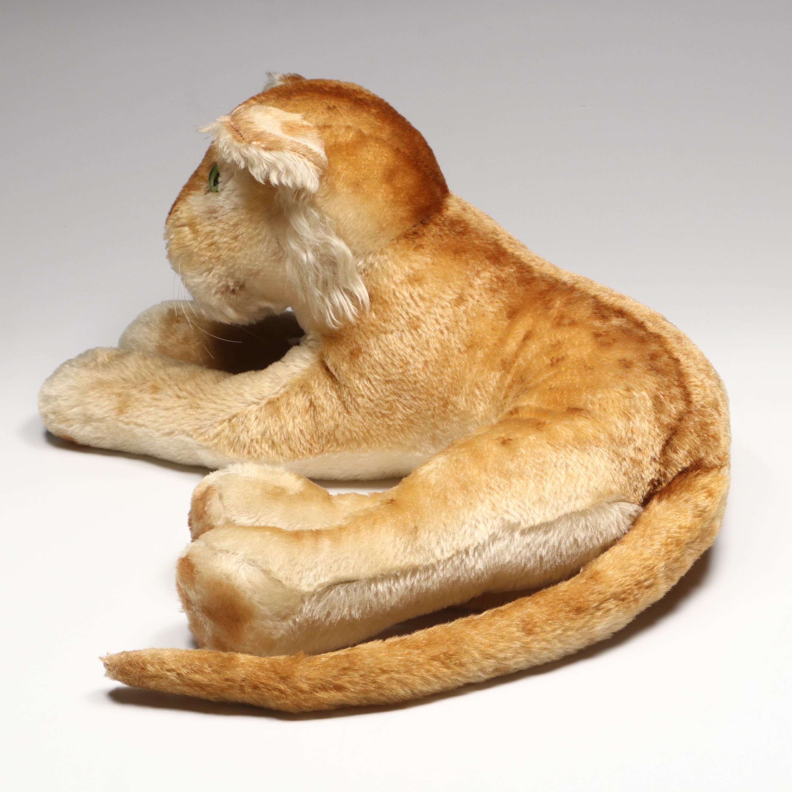 Steiff Mohair Plush Reclining Lion Cub, Mid-20th Century