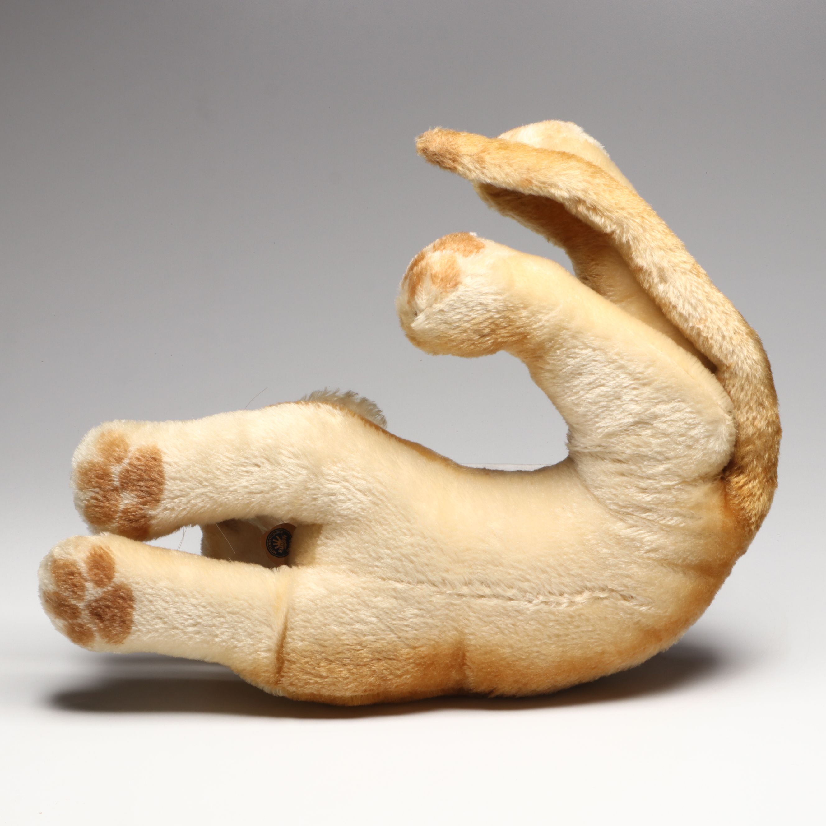Steiff Mohair Plush Reclining Lion Cub, Mid-20th Century