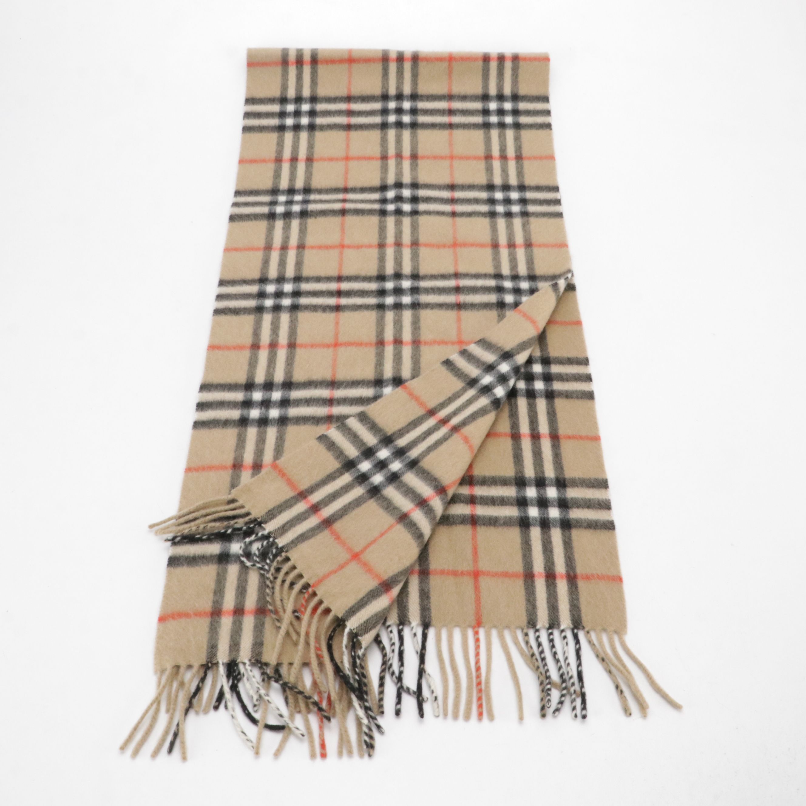 Burberrys Cashmere Fringe Scarf in Nova Check