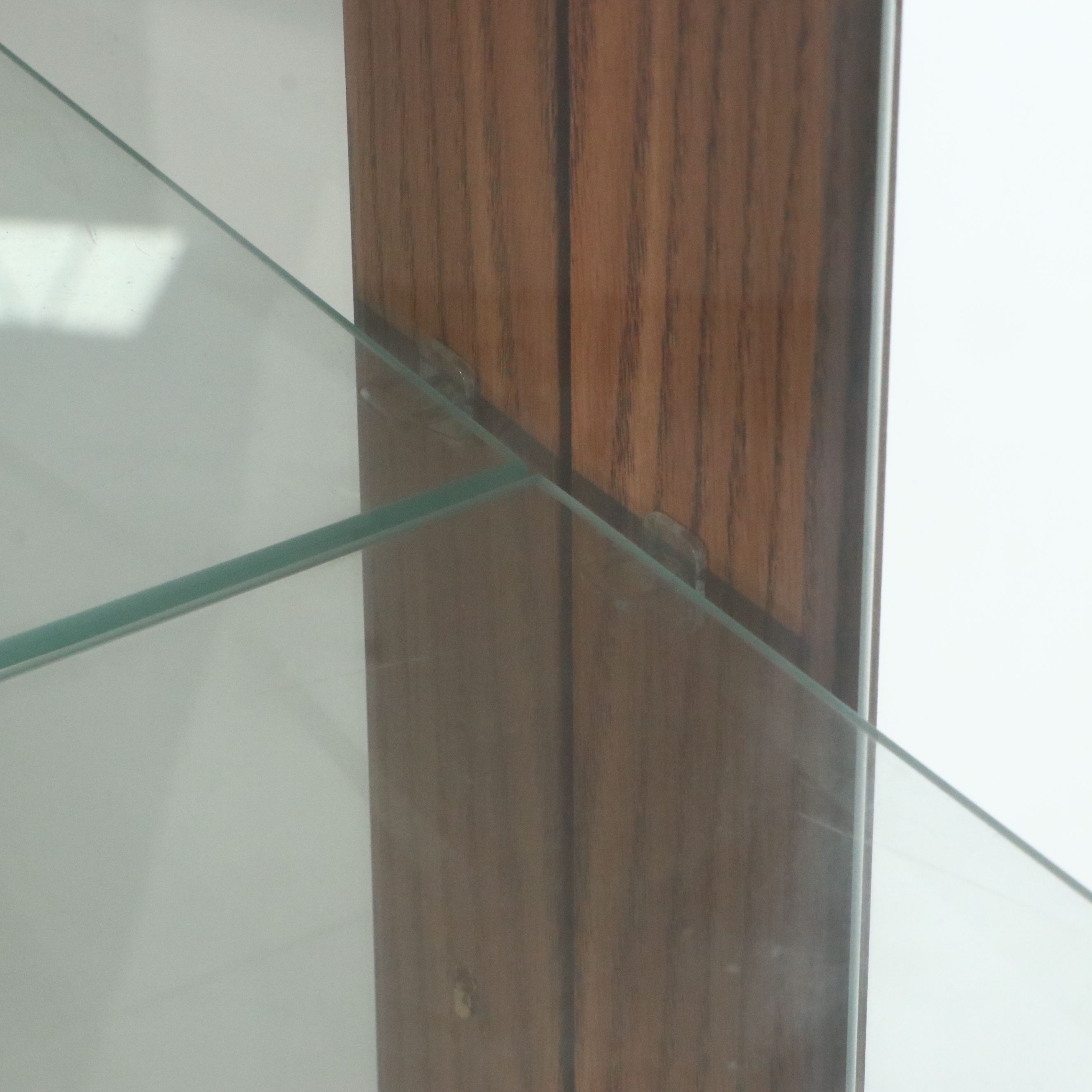 Traditional Style Illuminated Oak Narrow Curio Cabinet