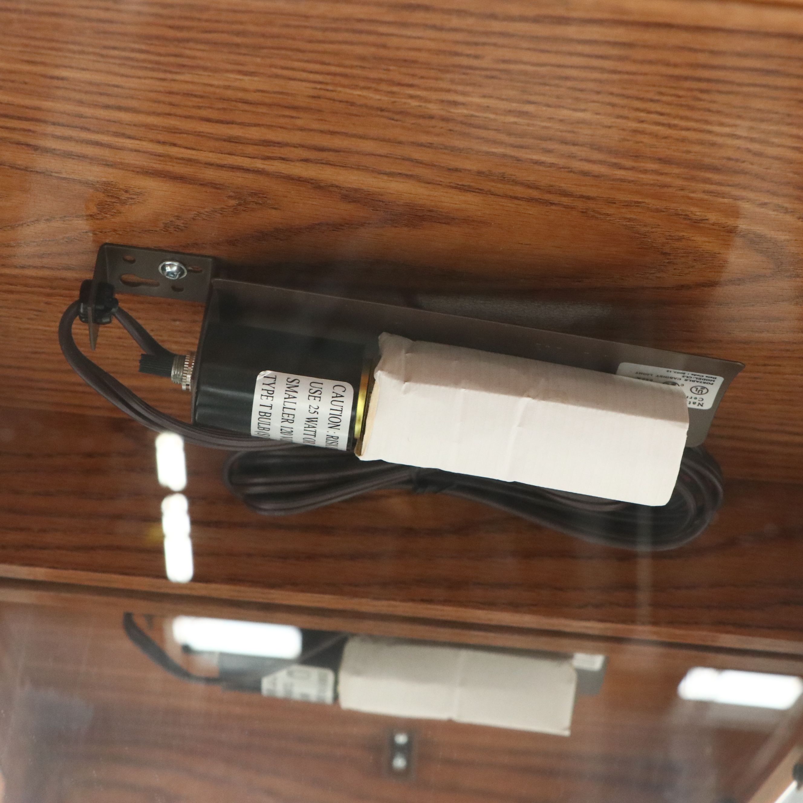 Traditional Style Illuminated Oak Narrow Curio Cabinet