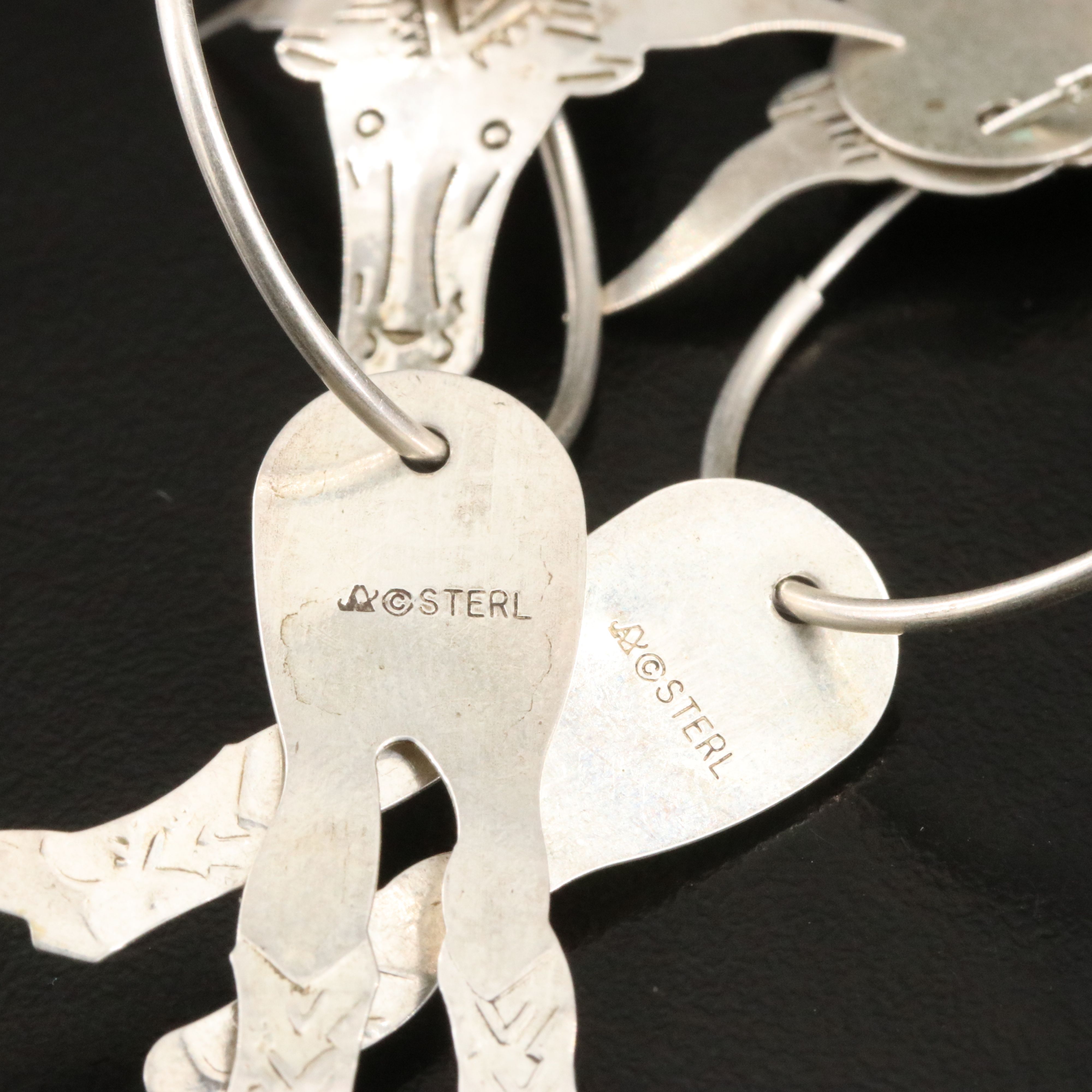 Southwestern Sterling Earrings Including Nephrite, Shell and Mother-of-Pearl