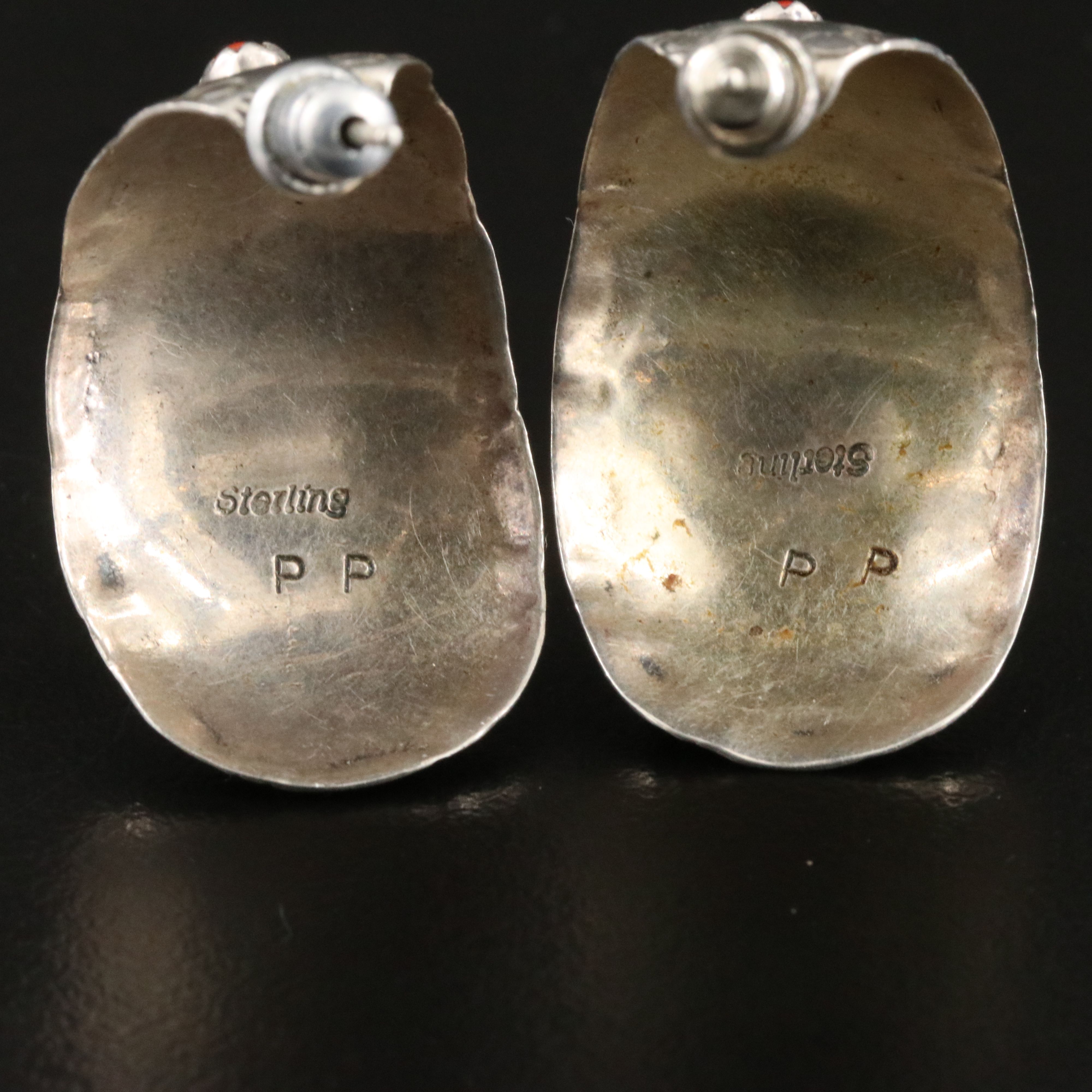 Southwestern Sterling Earrings Including Nephrite, Shell and Mother-of-Pearl