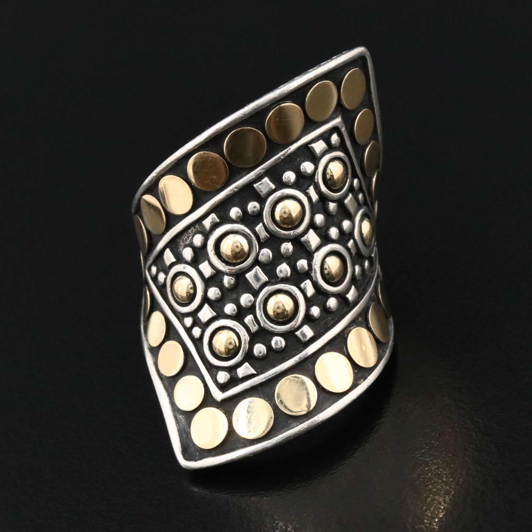 John Hardy Jaisalmer Dot Sterling and 18K Contour Wrap Ring