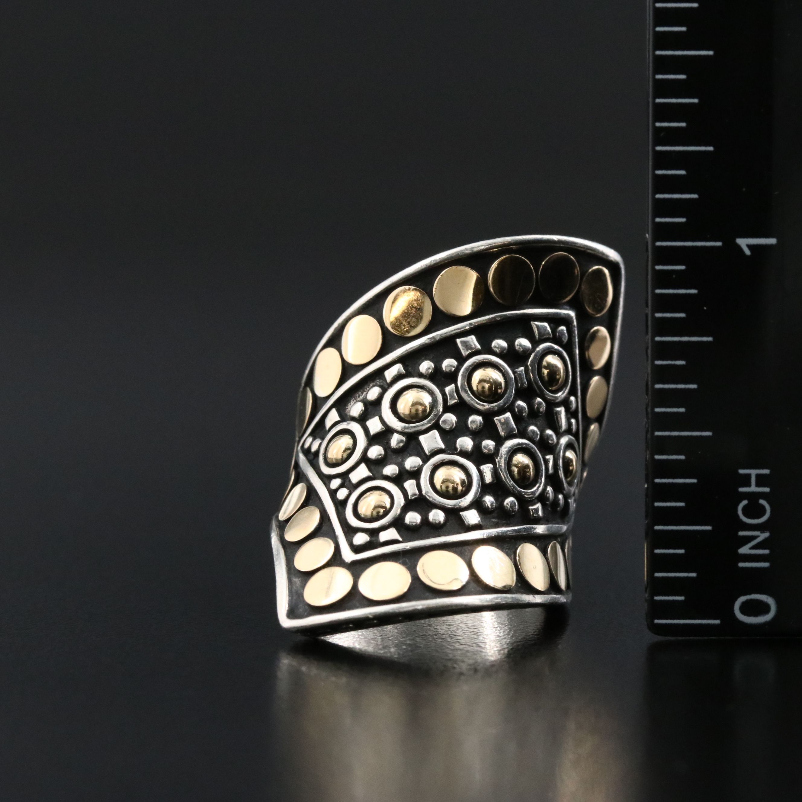 John Hardy Jaisalmer Dot Sterling and 18K Contour Wrap Ring