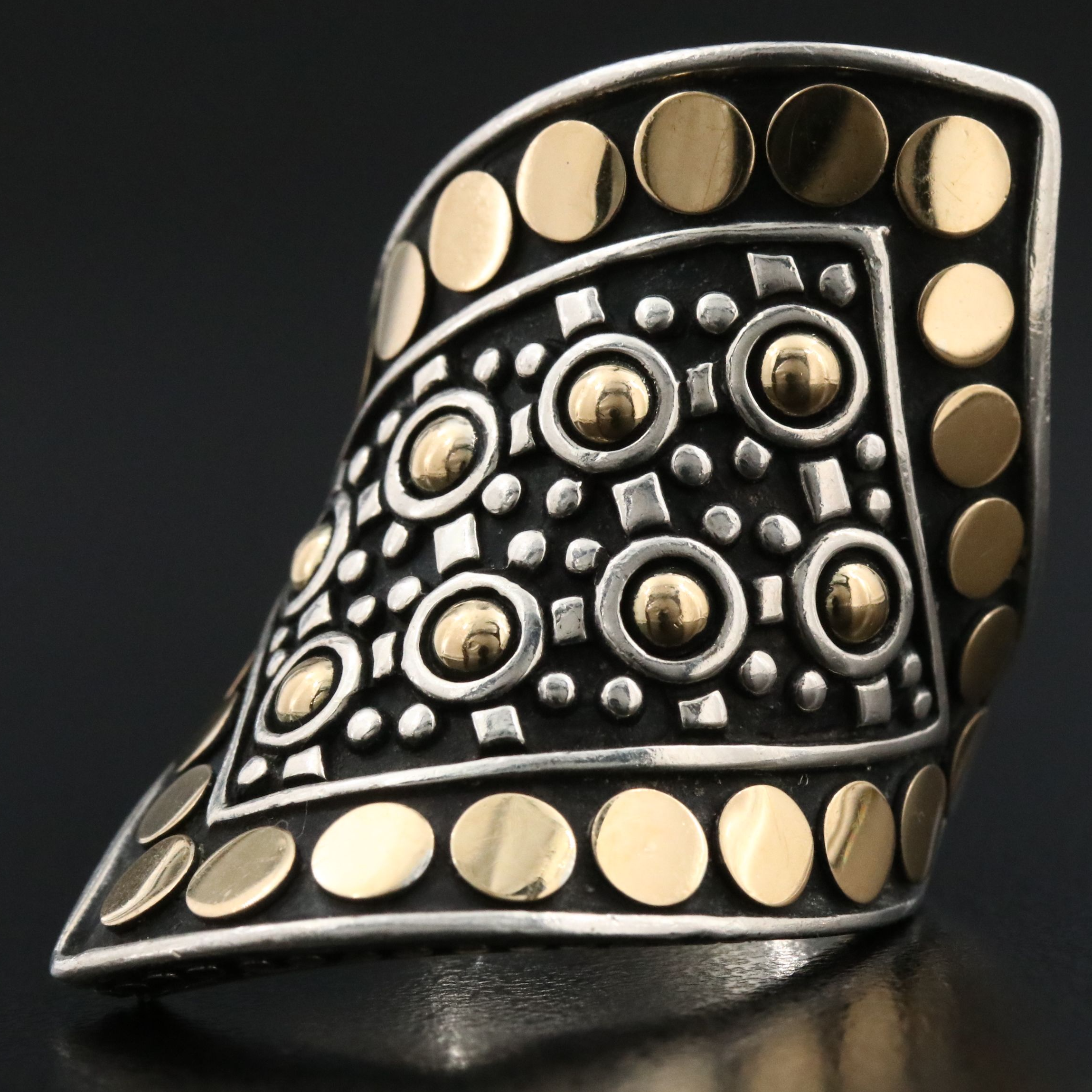 John Hardy Jaisalmer Dot Sterling and 18K Contour Wrap Ring