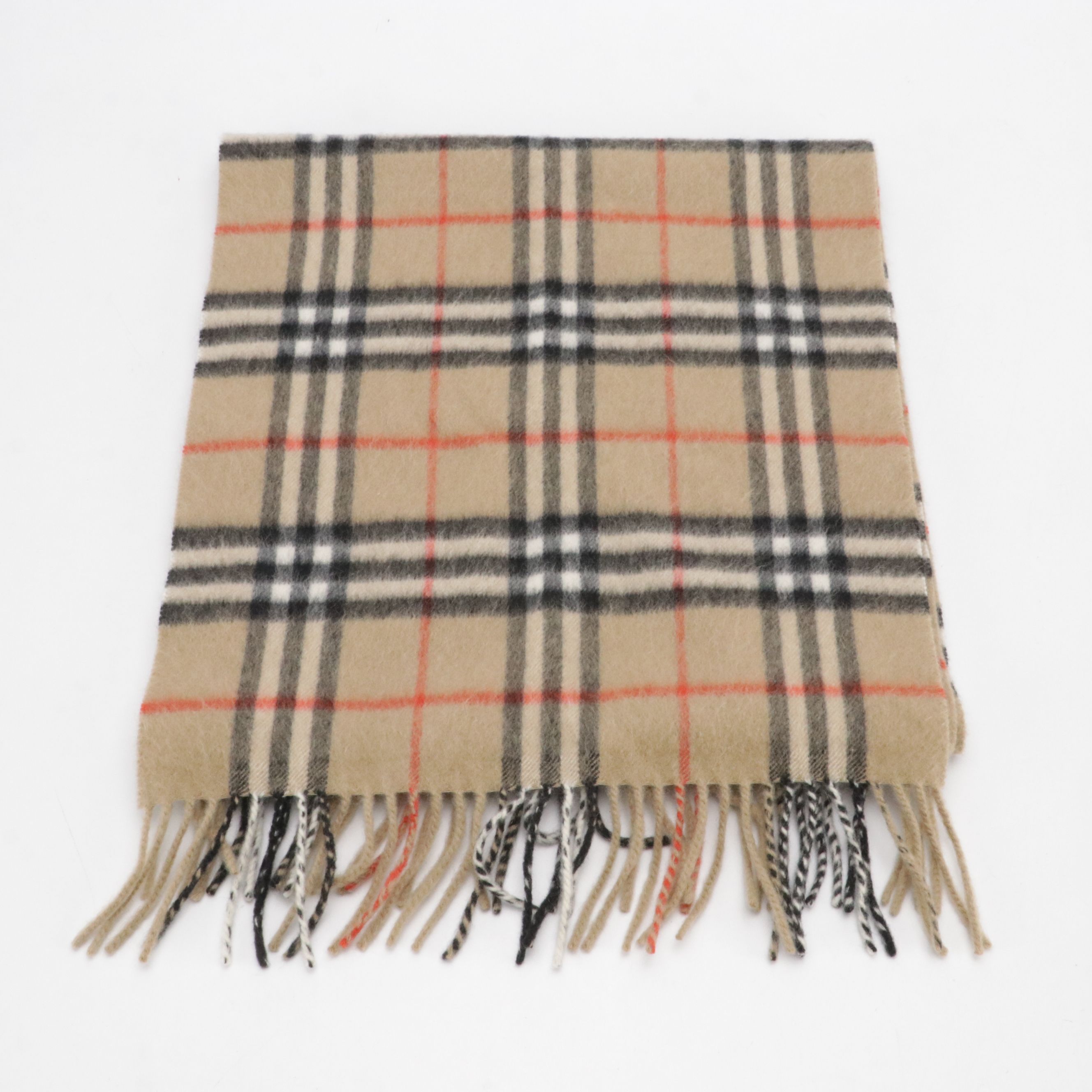 Burberrys Cashmere Fringe Scarf in Nova Check