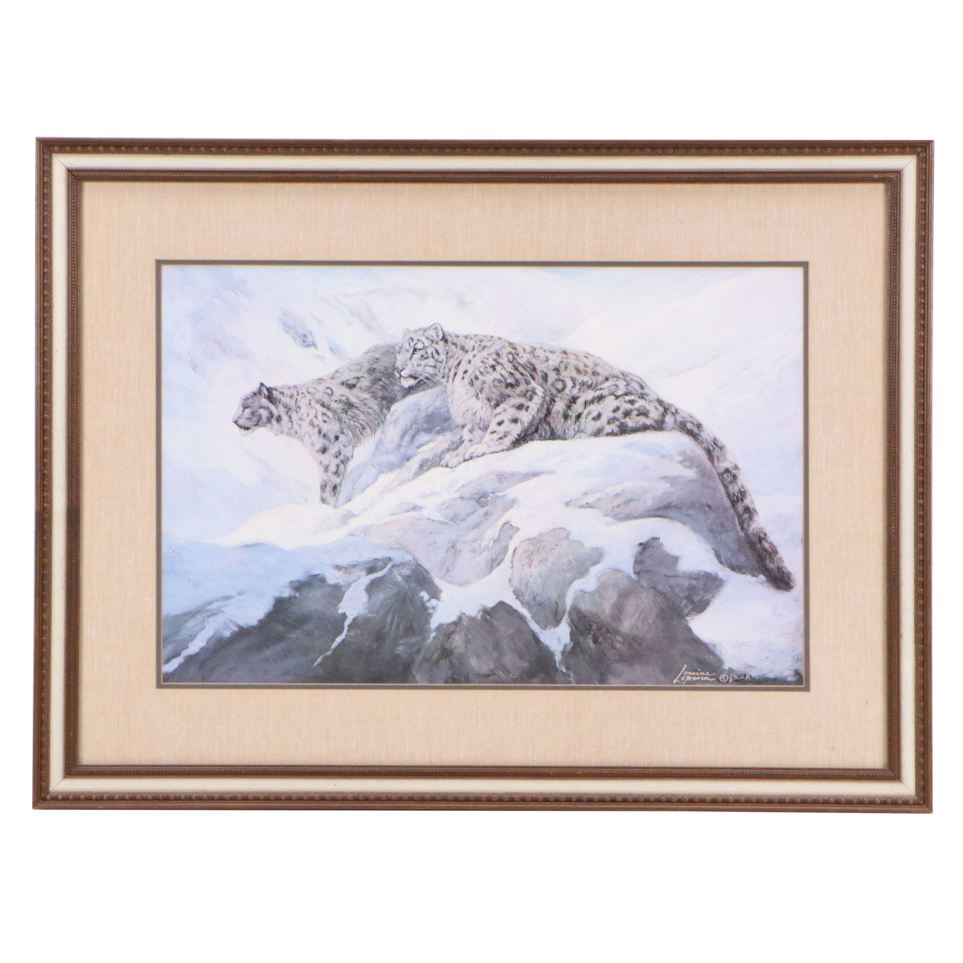 Louise Lopina Offset Lithograph of Snow Leopards