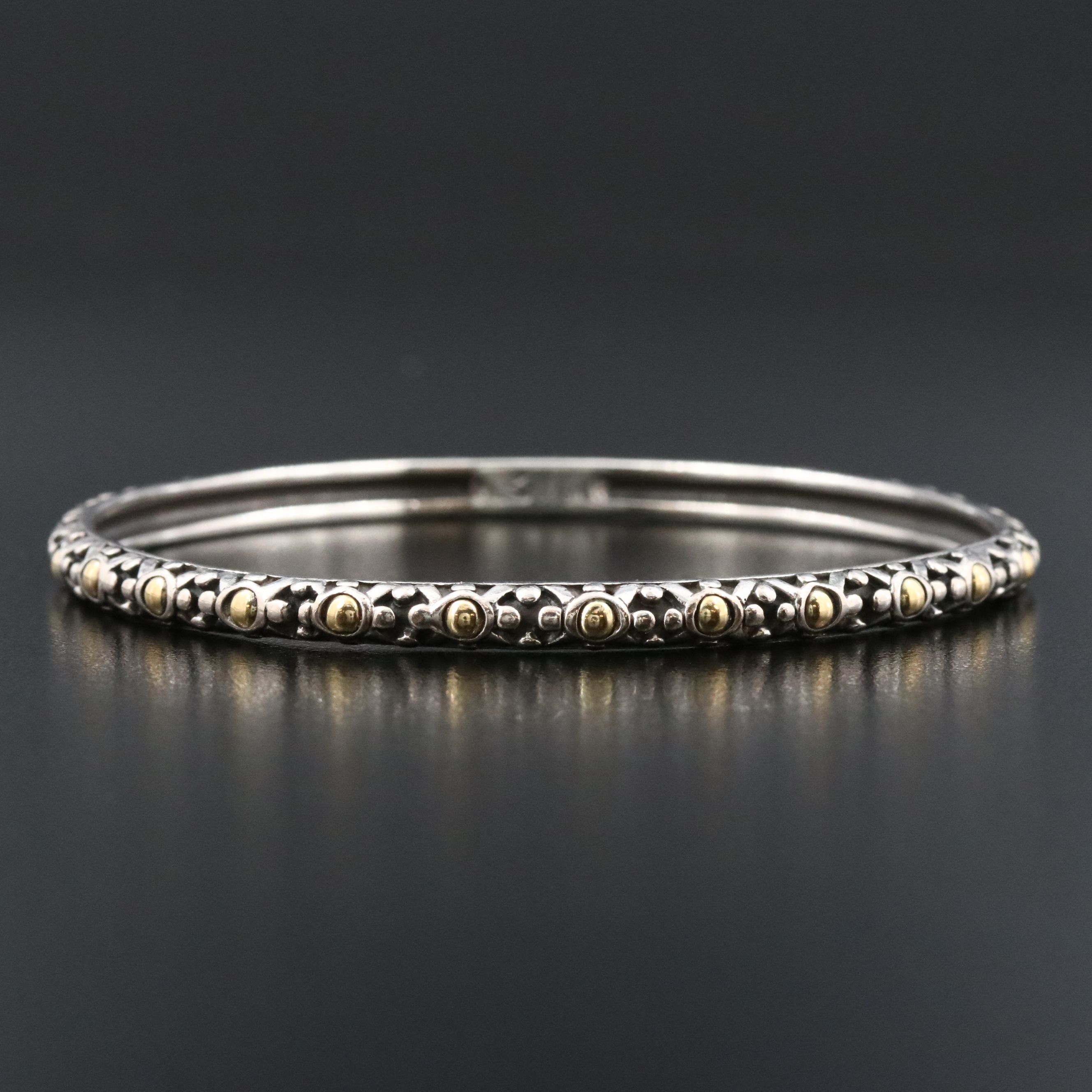 John Hardy Jaisalmer Dot Sterling Bangle Bracelet with 18K Accents