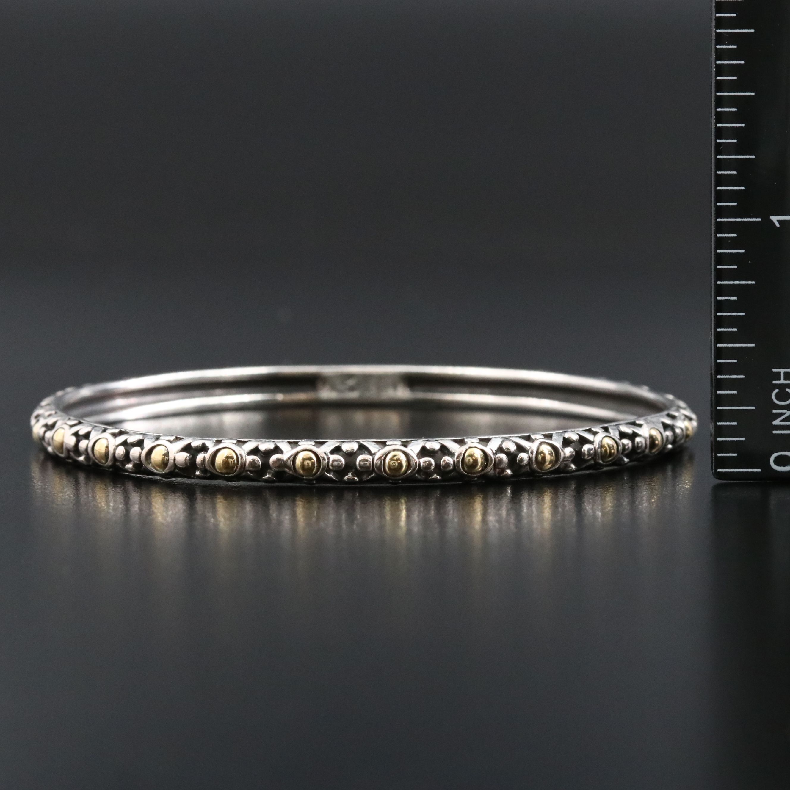John Hardy Jaisalmer Dot Sterling Bangle Bracelet with 18K Accents