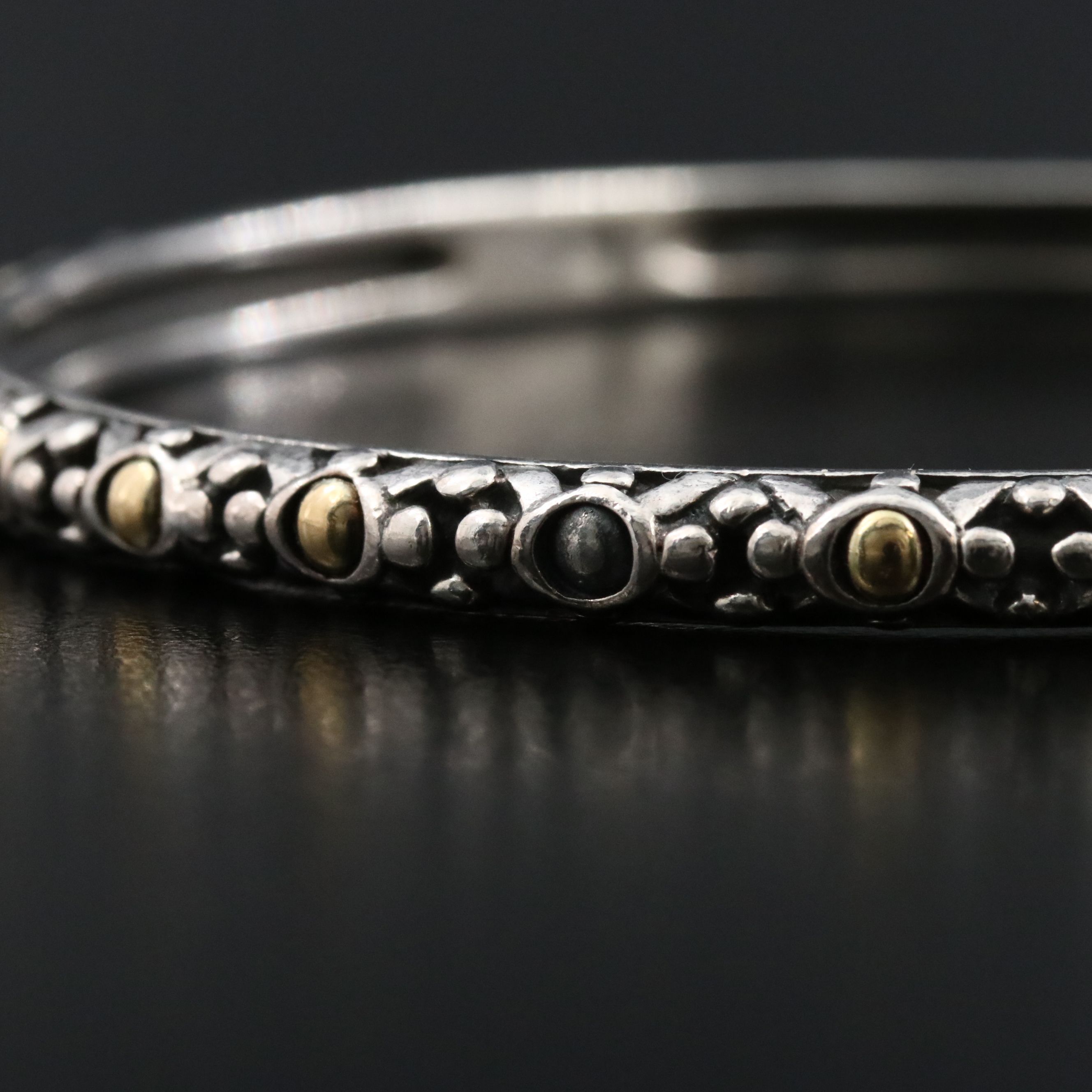 John Hardy Jaisalmer Dot Sterling Bangle Bracelet with 18K Accents