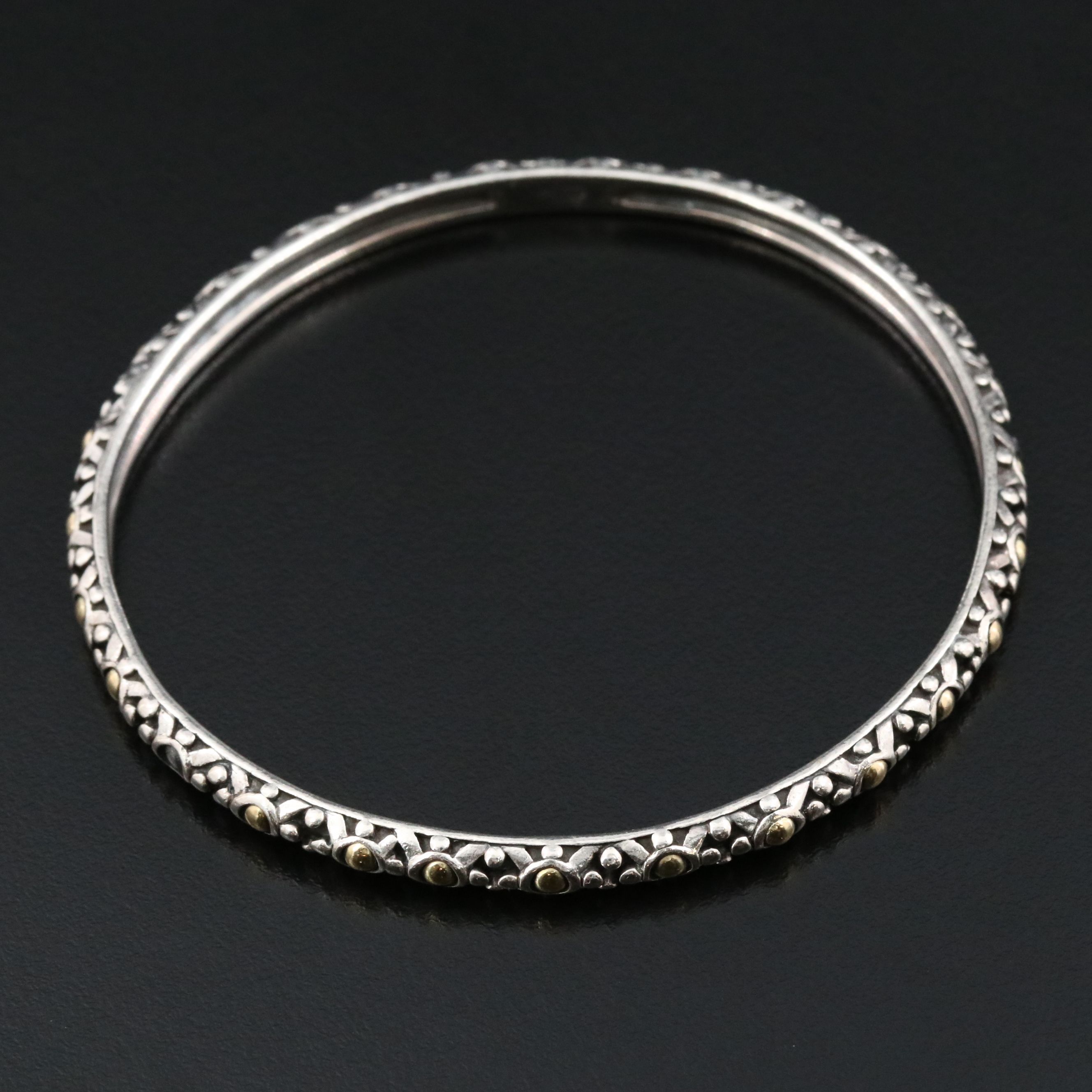 John Hardy Jaisalmer Dot Sterling Bangle Bracelet with 18K Accents