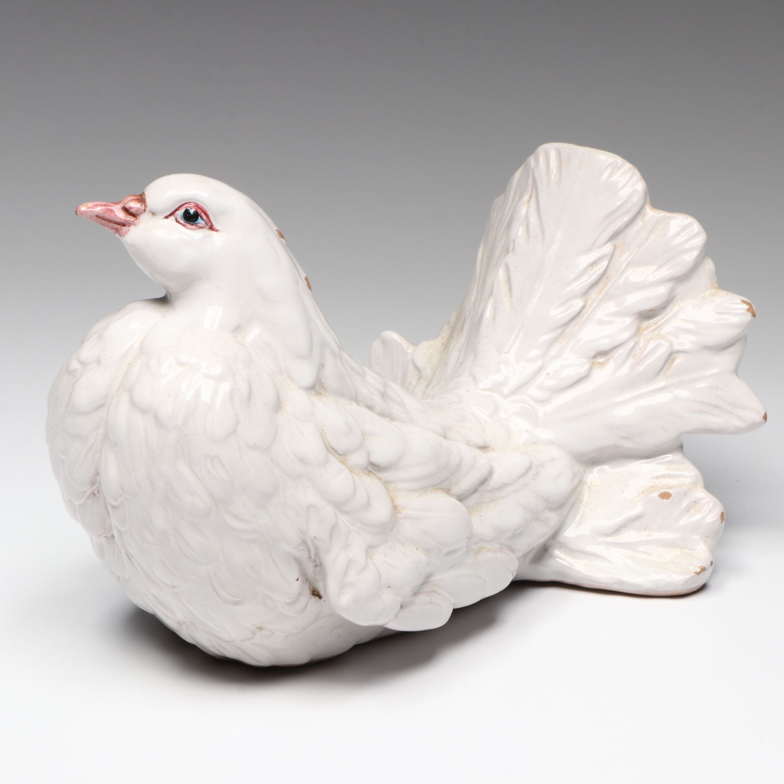 Italian Ceramic Dove Figure with Rosenthal Porcelain and Other Metal Vase