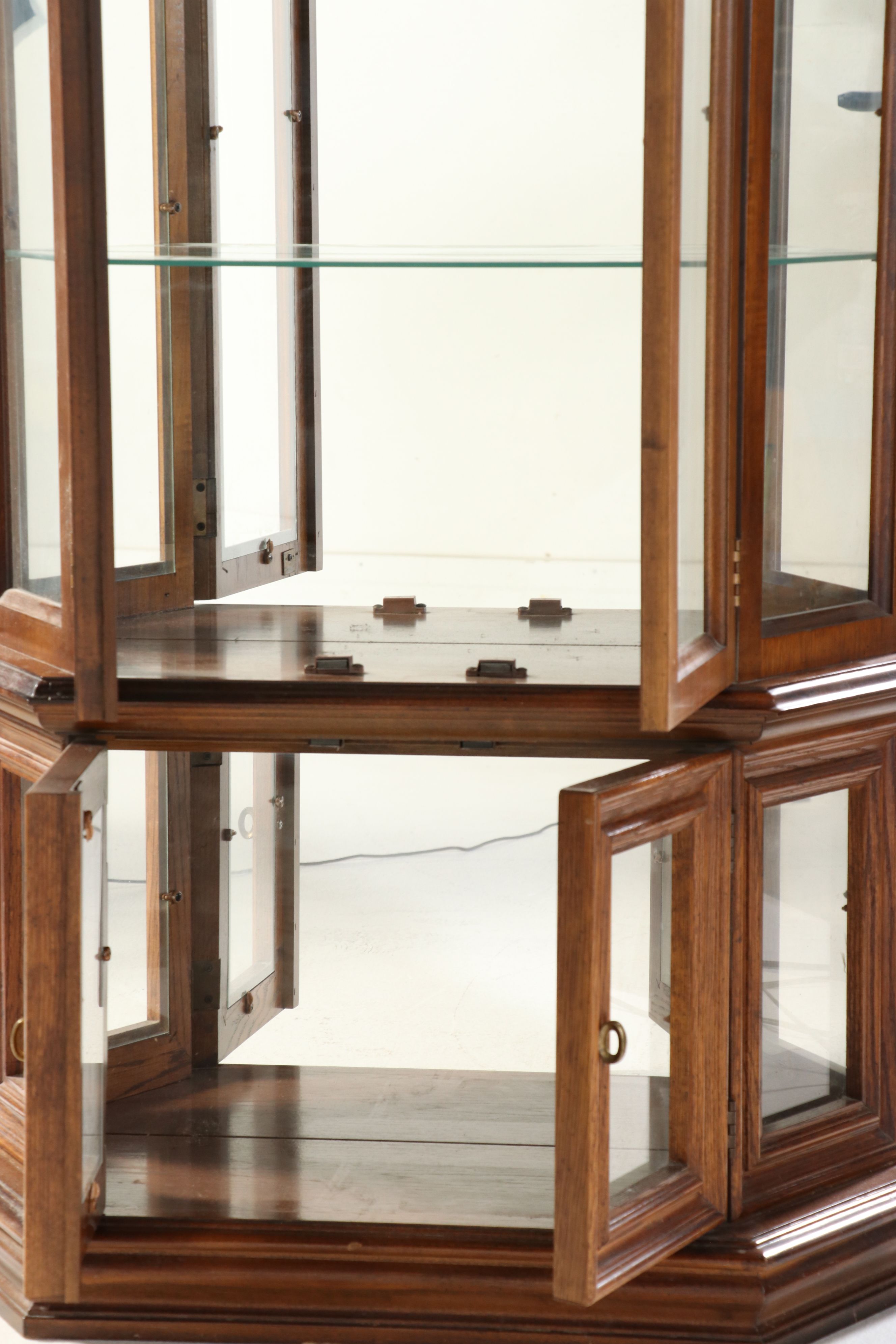 Pair of Traditional Style Illuminated Display Cabinets