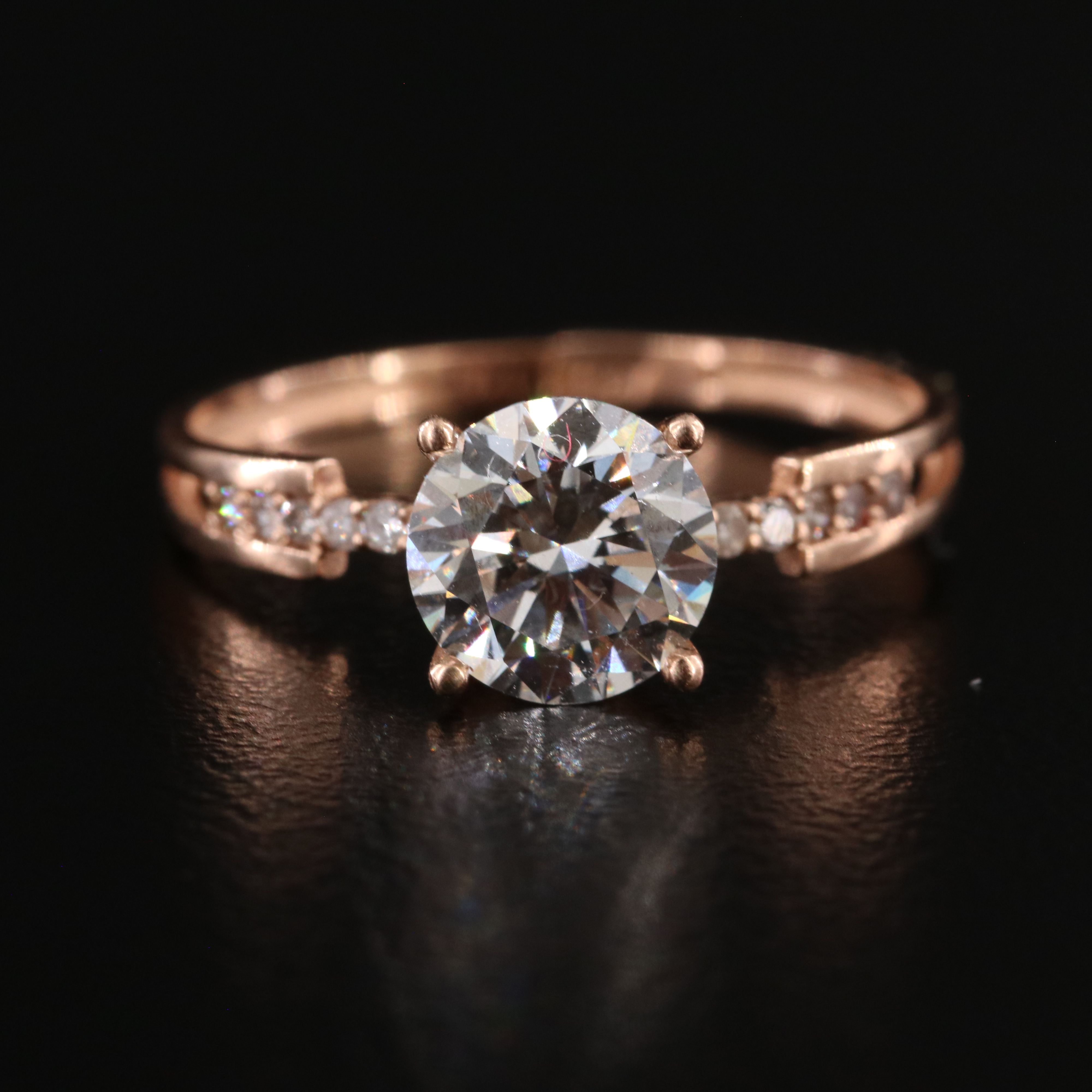 14K Rose Gold 1.30 CTW Diamond Ring with Lab Grown Center