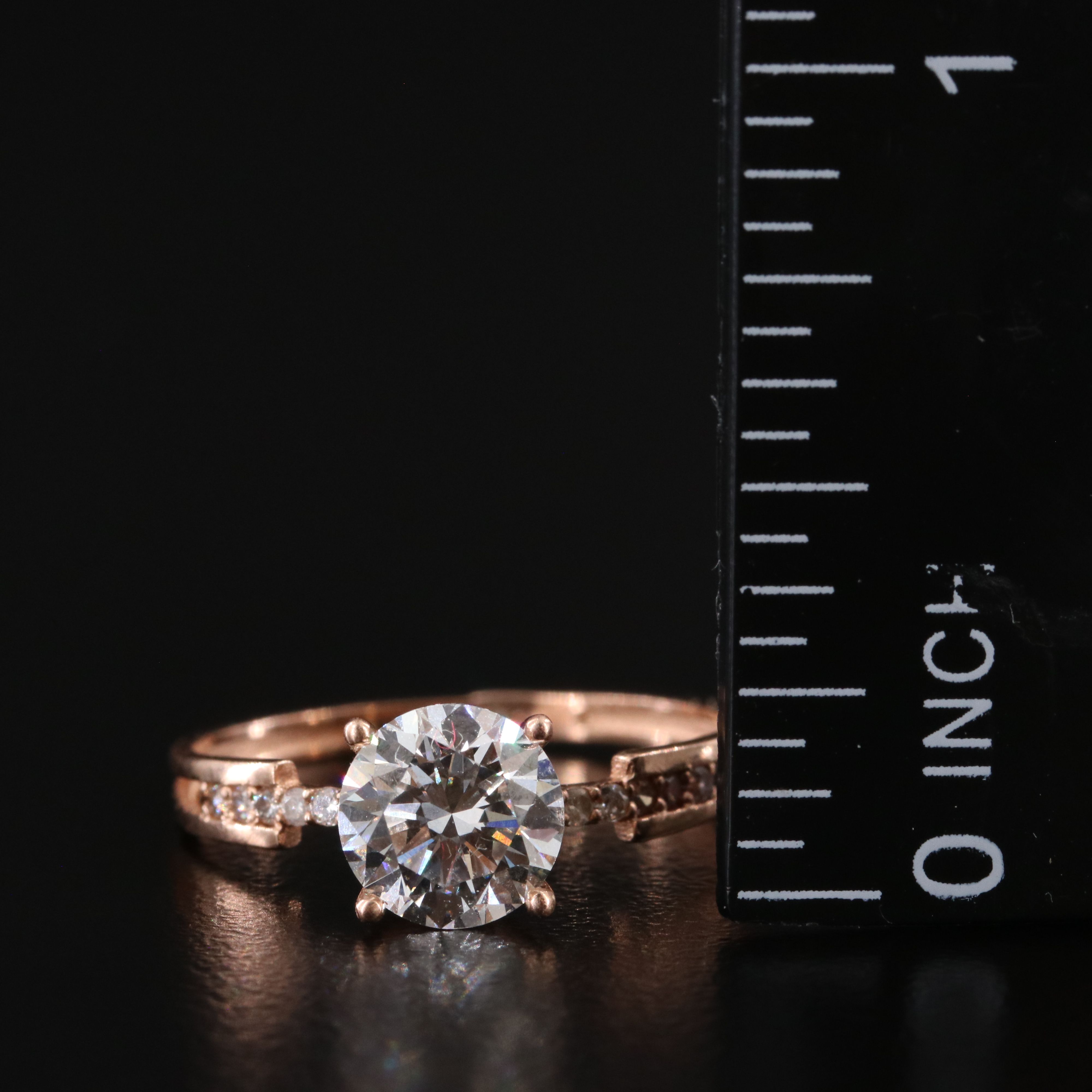 14K Rose Gold 1.30 CTW Diamond Ring with Lab Grown Center