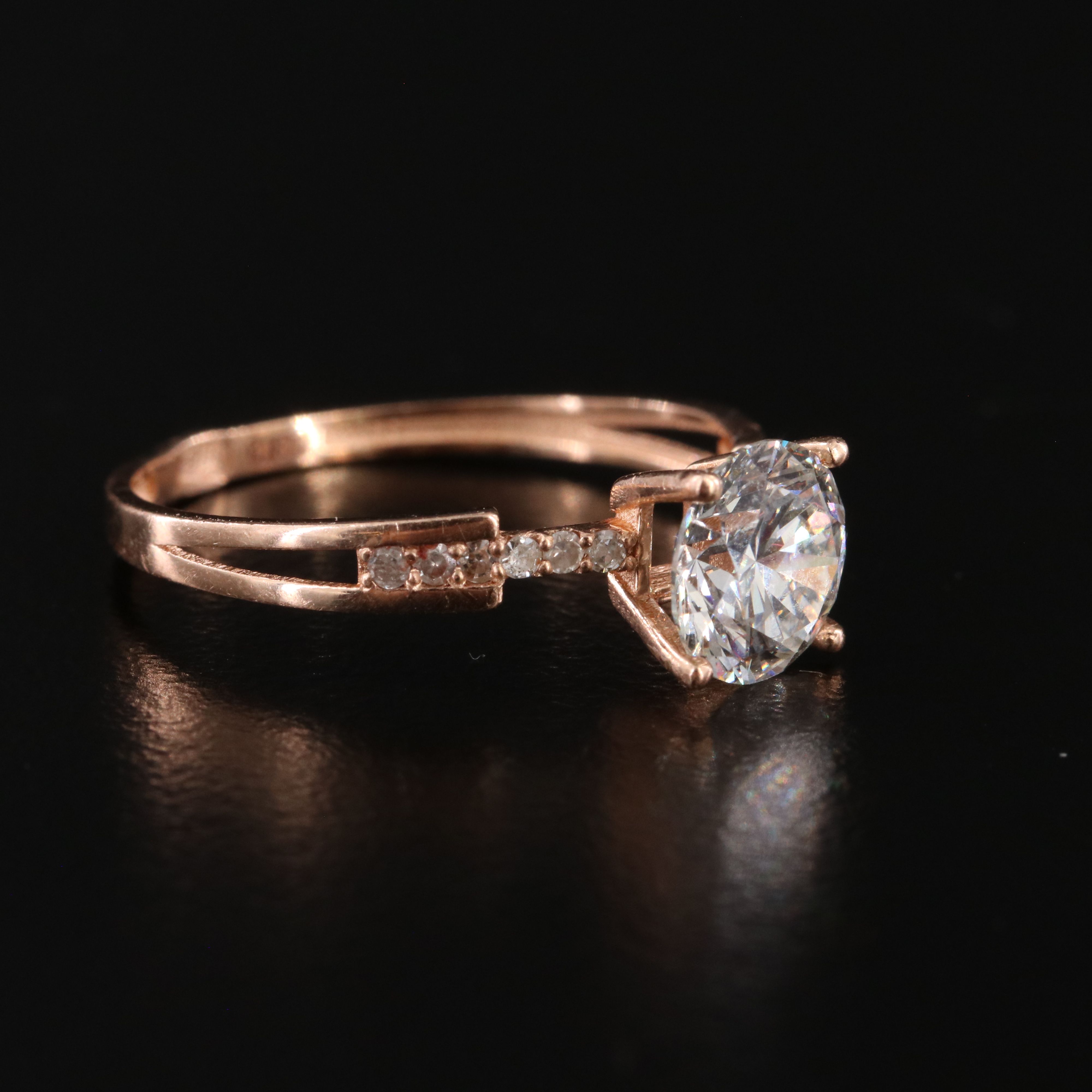 14K Rose Gold 1.30 CTW Diamond Ring with Lab Grown Center