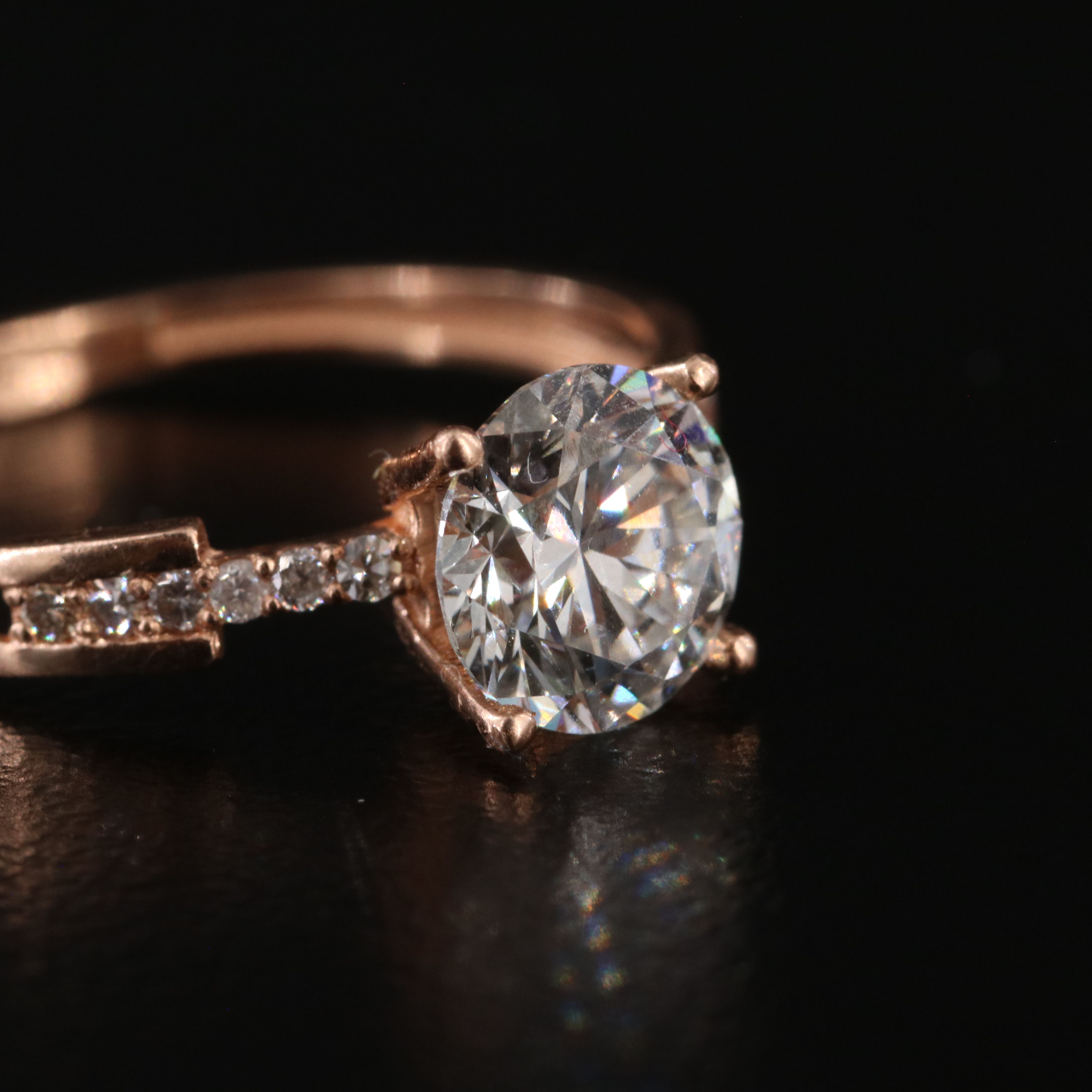 14K Rose Gold 1.30 CTW Diamond Ring with Lab Grown Center