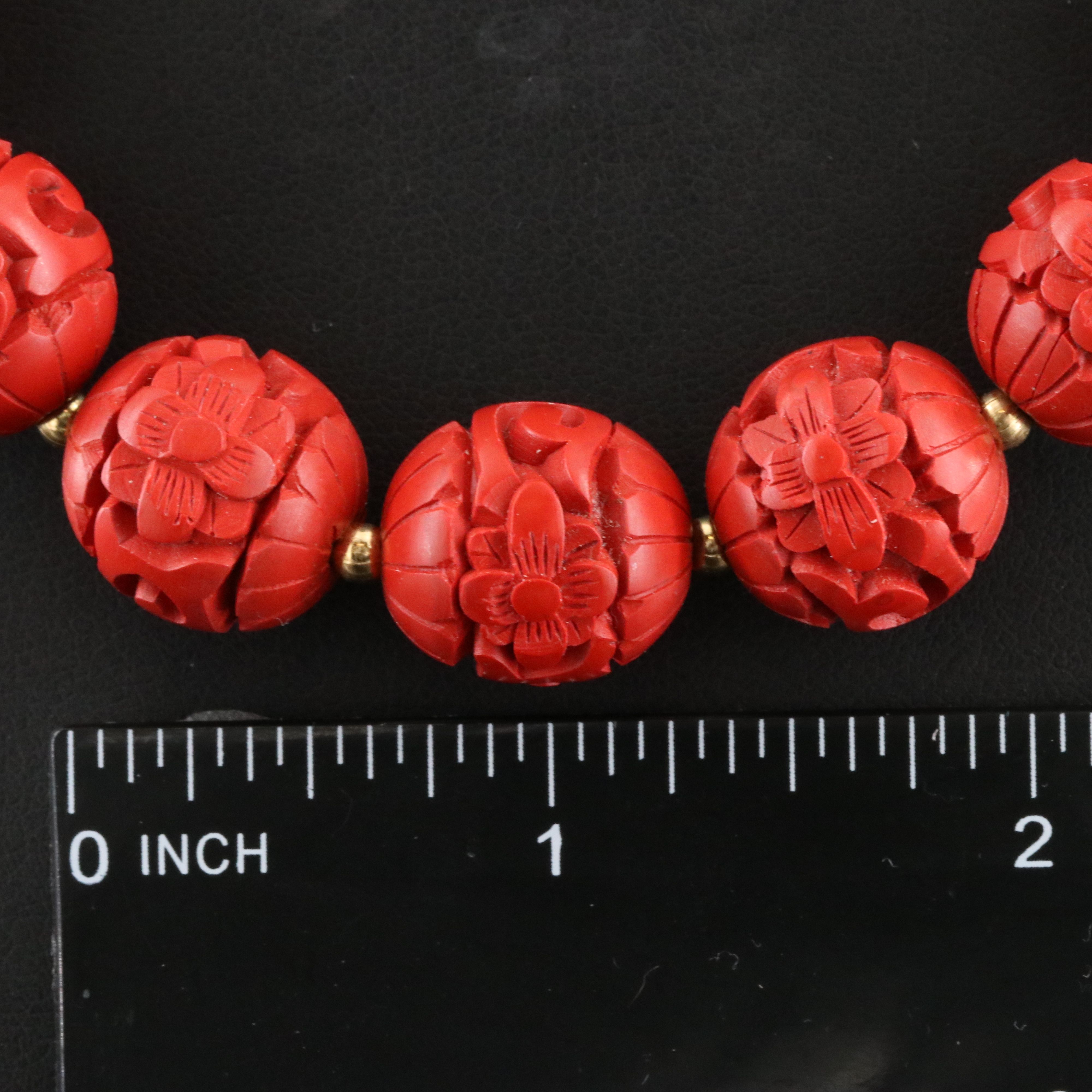 Chinese Lacquer Necklace with Sterling Clasp