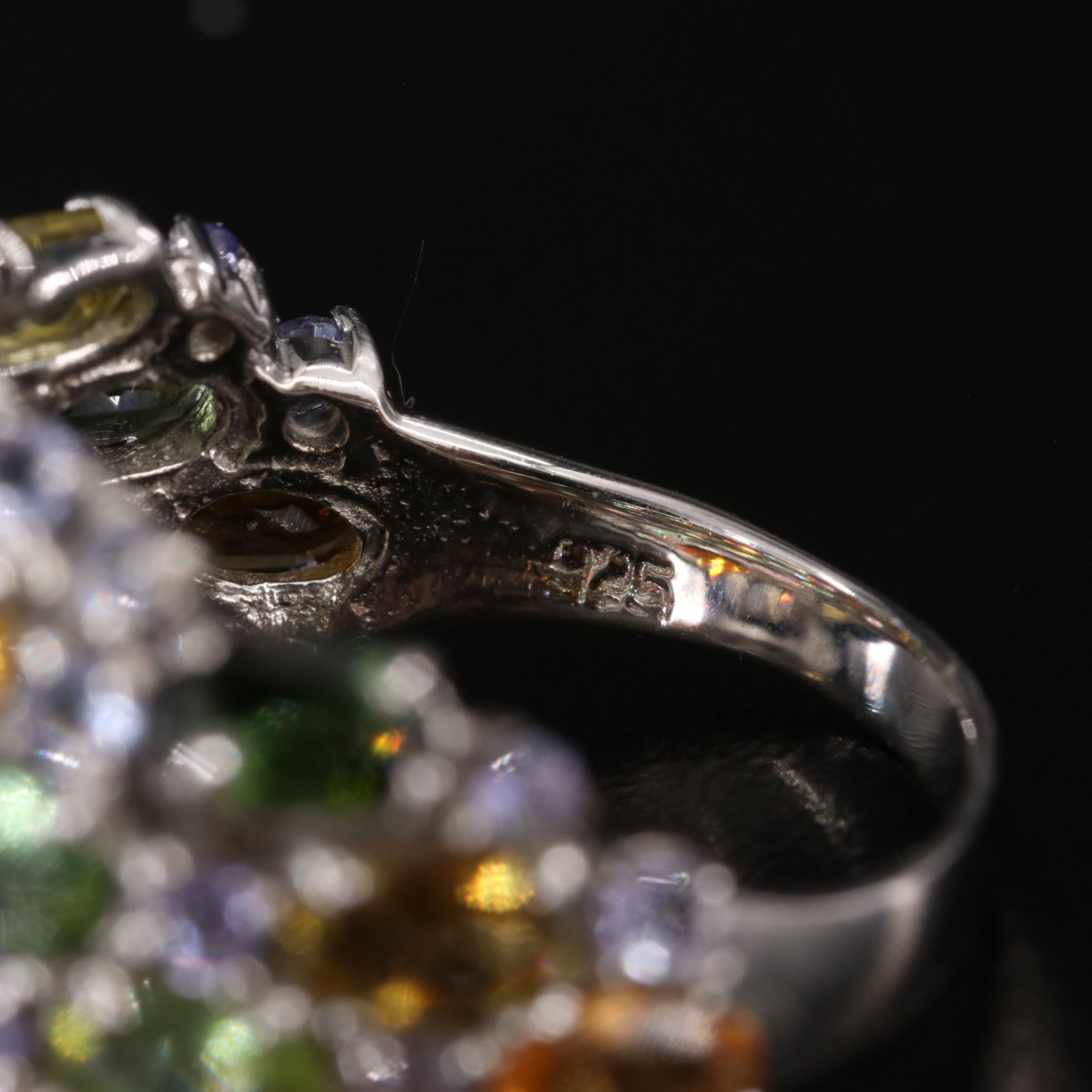 Sterling Tourmaline and Tanzanite Dome Ring