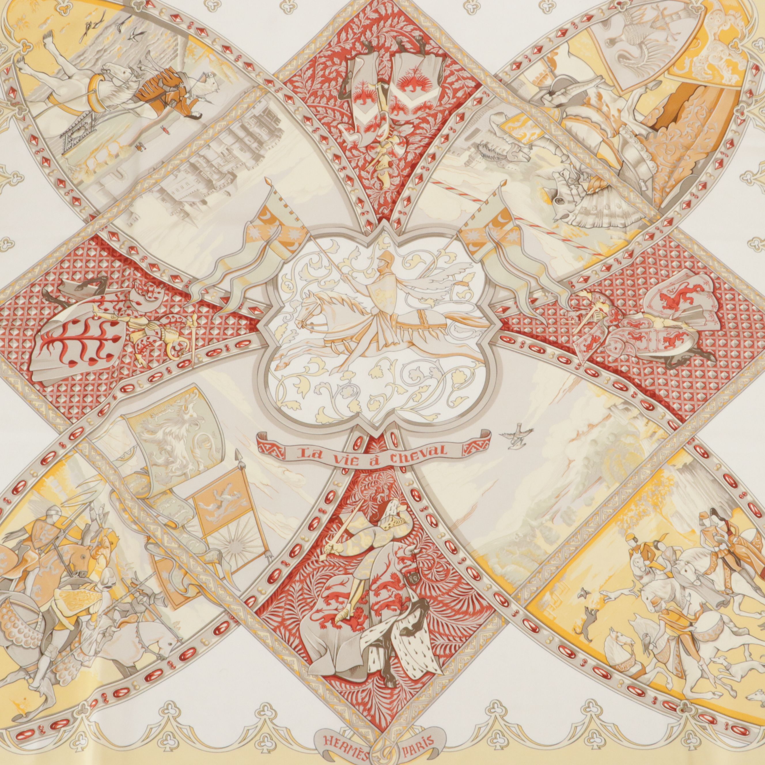 Hermès "La Vie à Cheval" Scarf 90 in Silk Twill