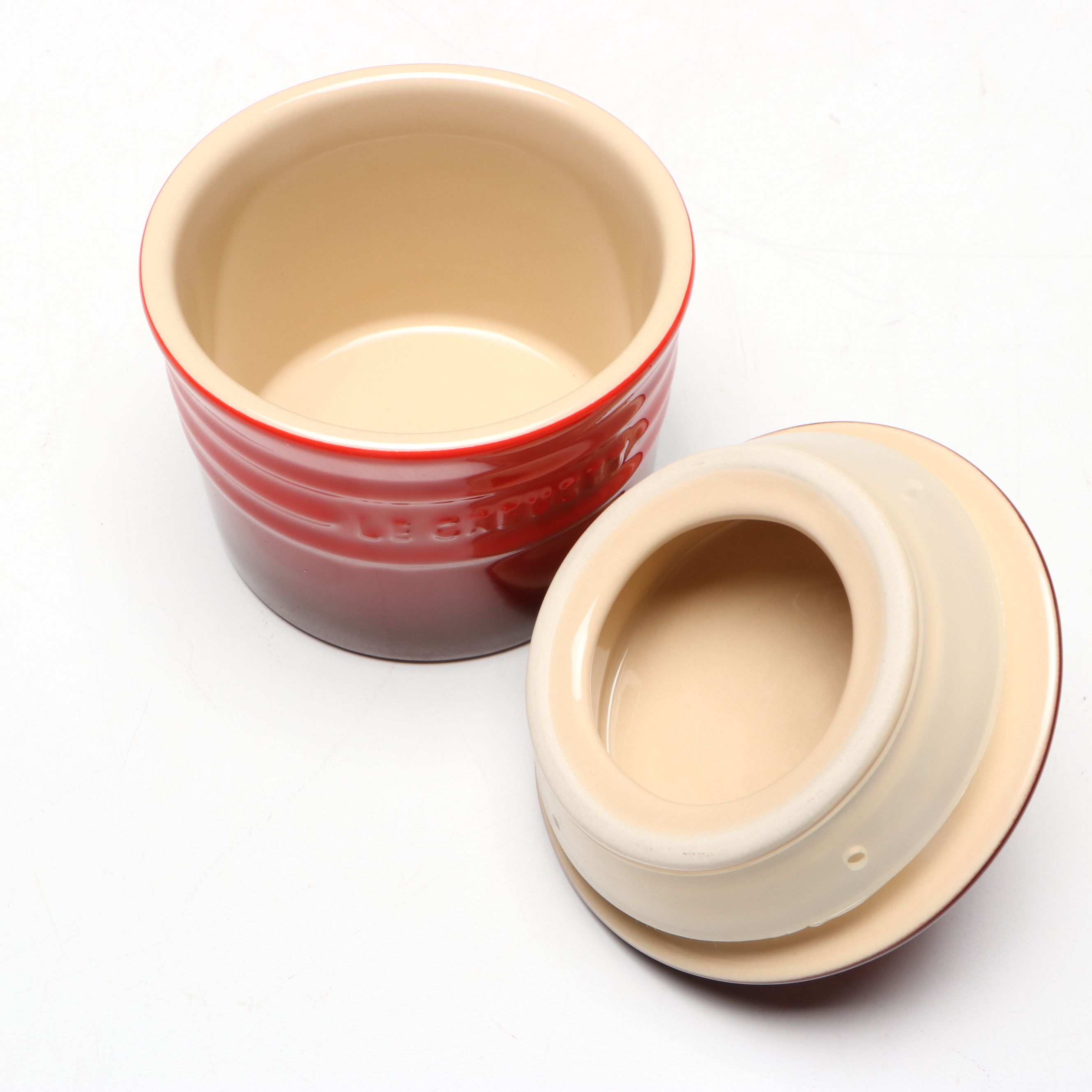 Le Creuset "Cerise" Ceramic Storage Jars with Apilco Porcelain Casserole