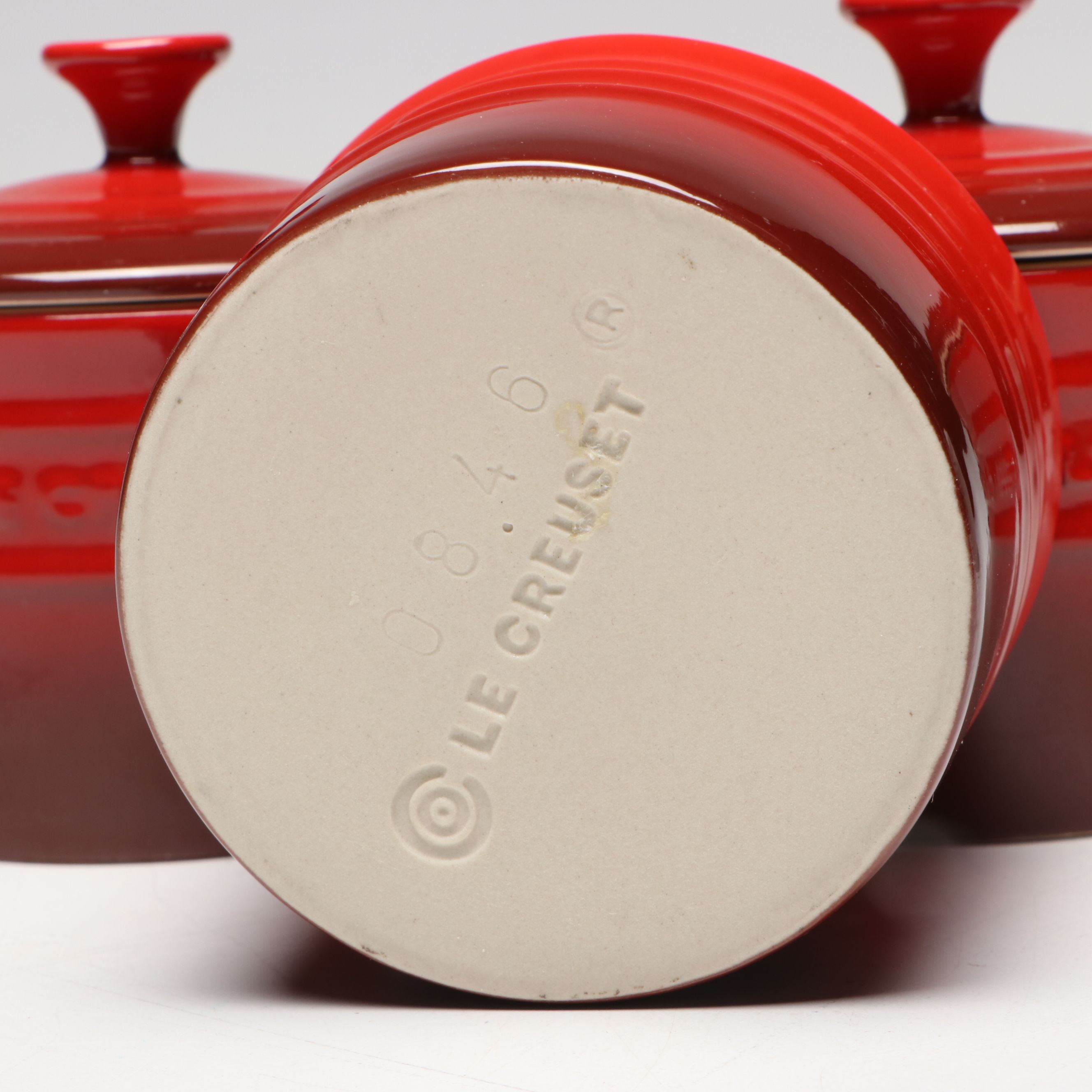 Le Creuset "Cerise" Ceramic Storage Jars with Apilco Porcelain Casserole
