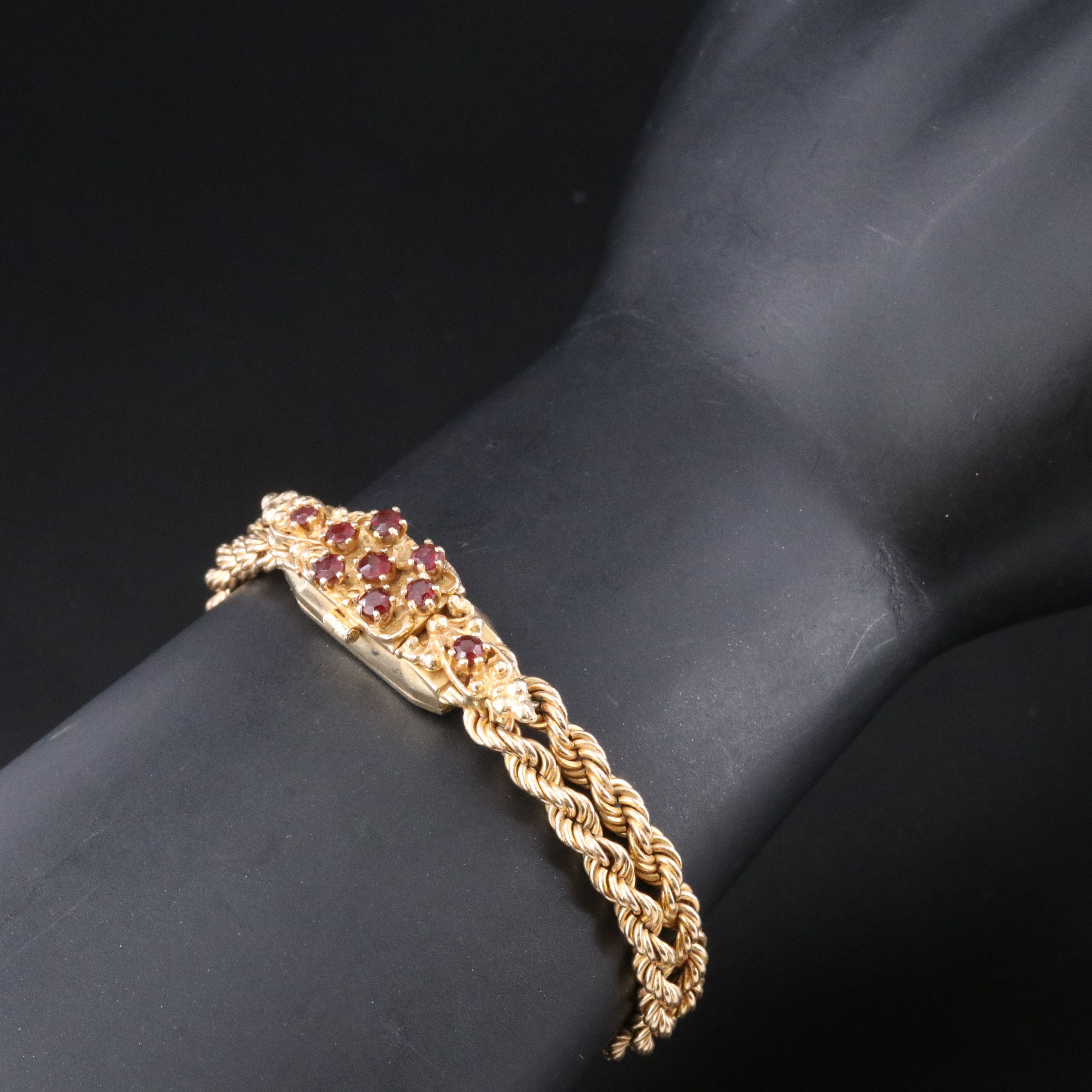 14K Cordova Garnet Hidden Dial Swiss Stem Wind Watch