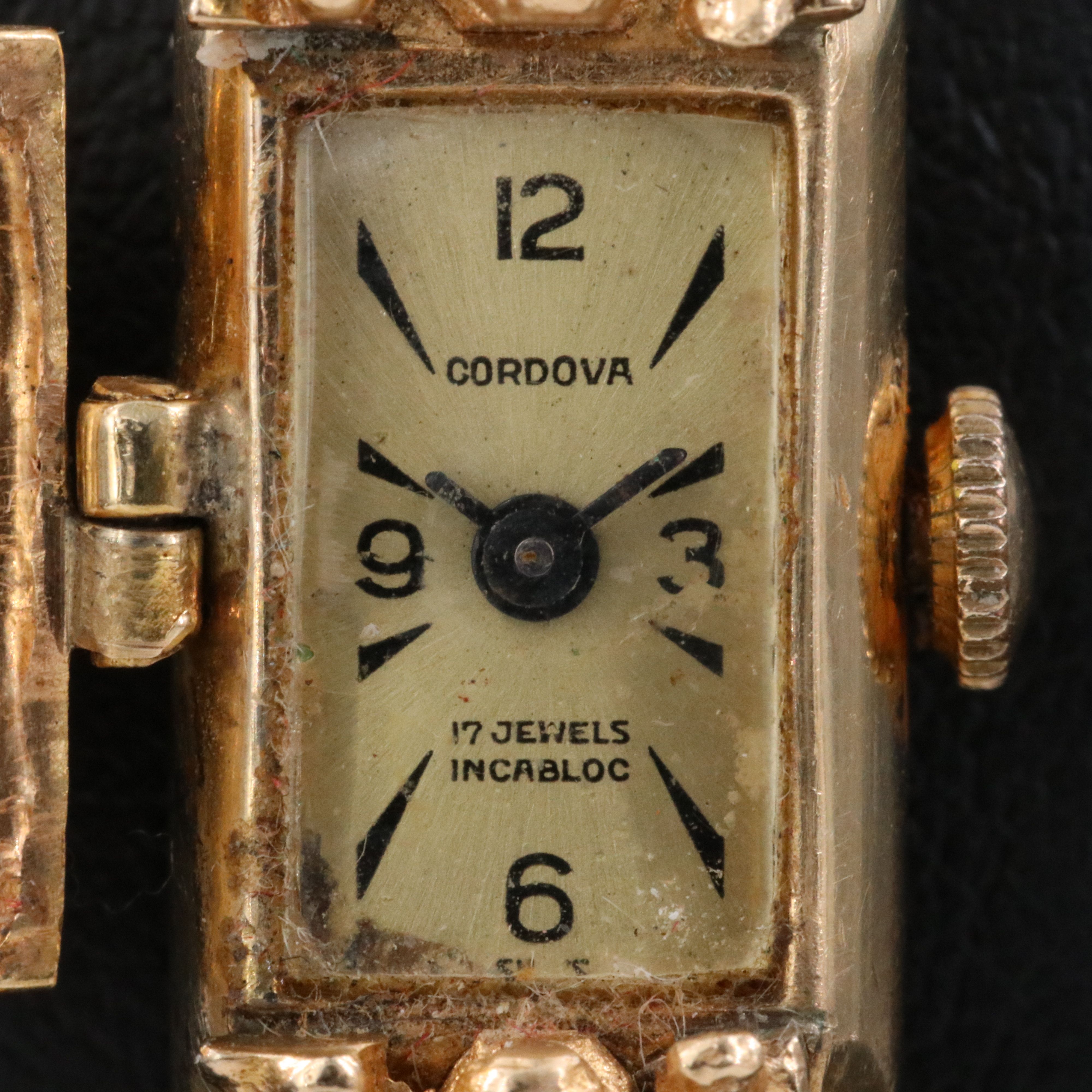 14K Cordova Garnet Hidden Dial Swiss Stem Wind Watch