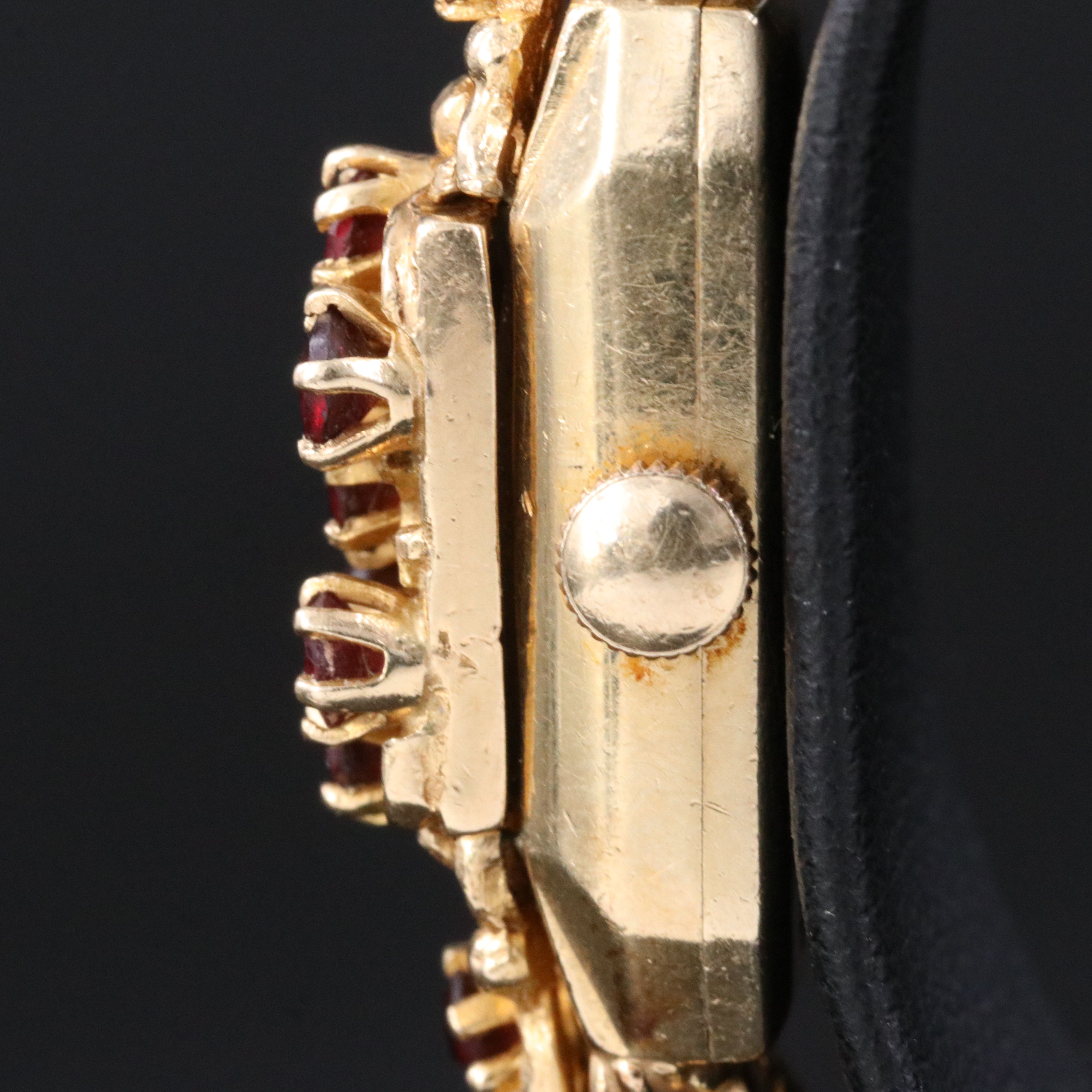 14K Cordova Garnet Hidden Dial Swiss Stem Wind Watch