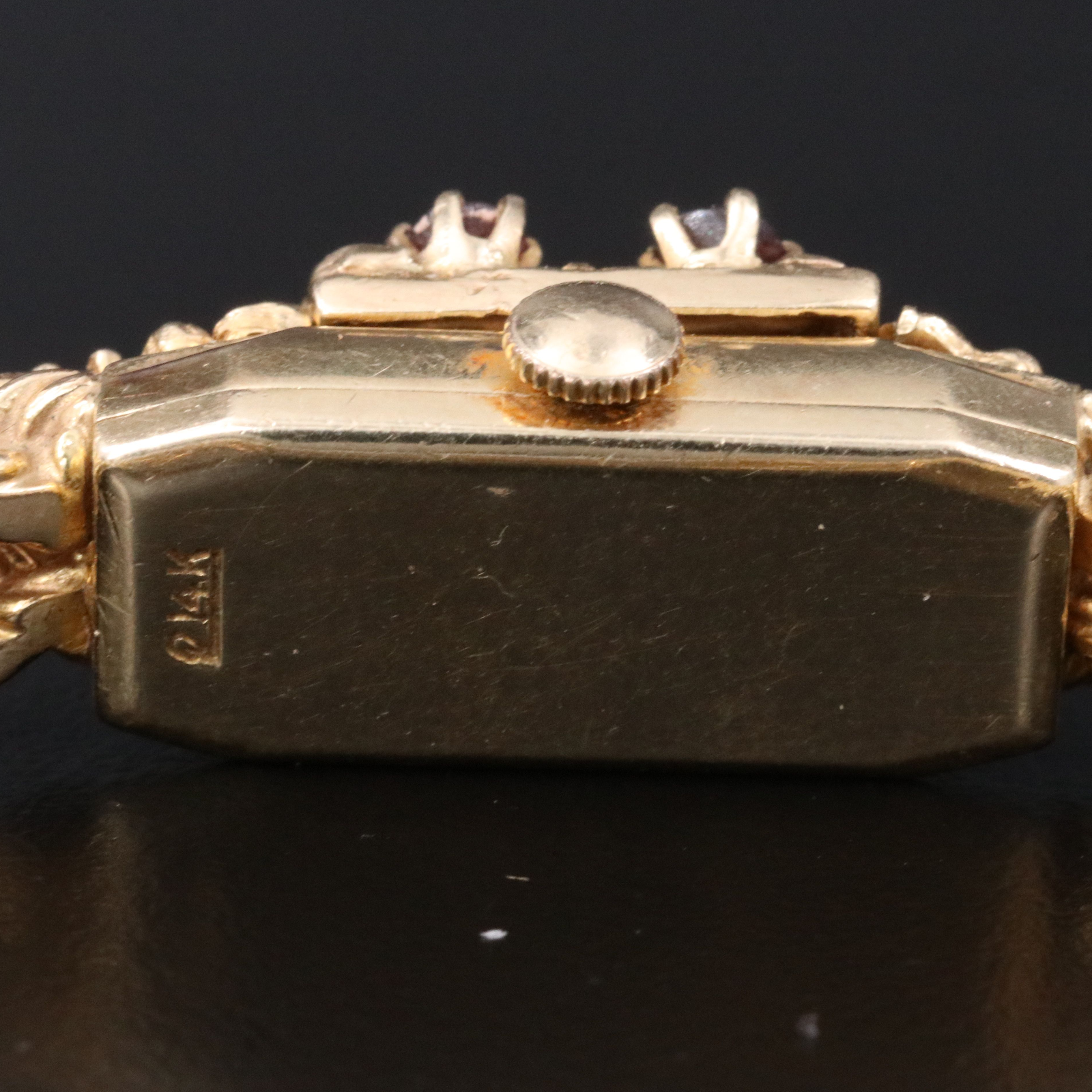 14K Cordova Garnet Hidden Dial Swiss Stem Wind Watch