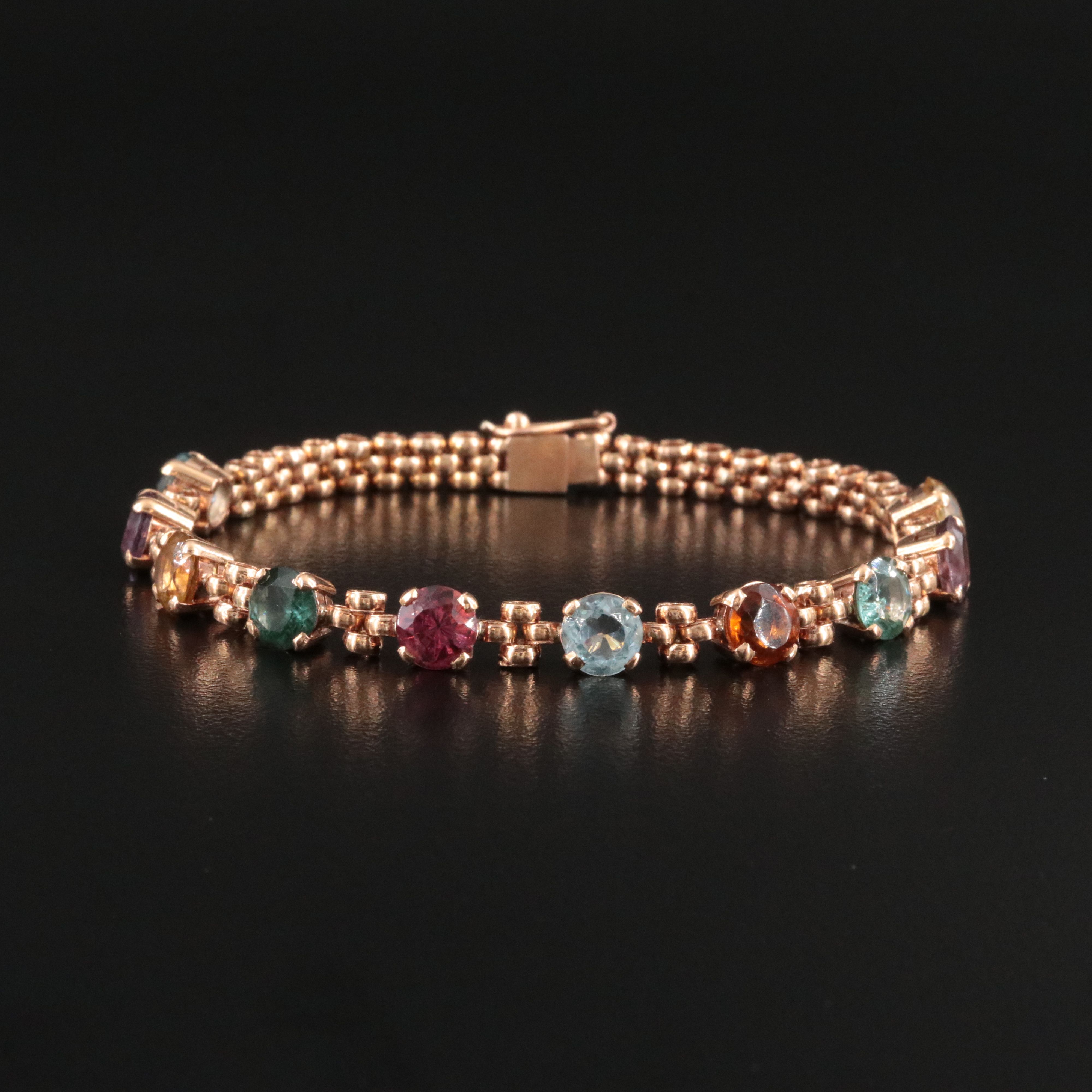 18K Amethyst, Tourmaline, Aquamarine, Citrine and Peridot Bracelet