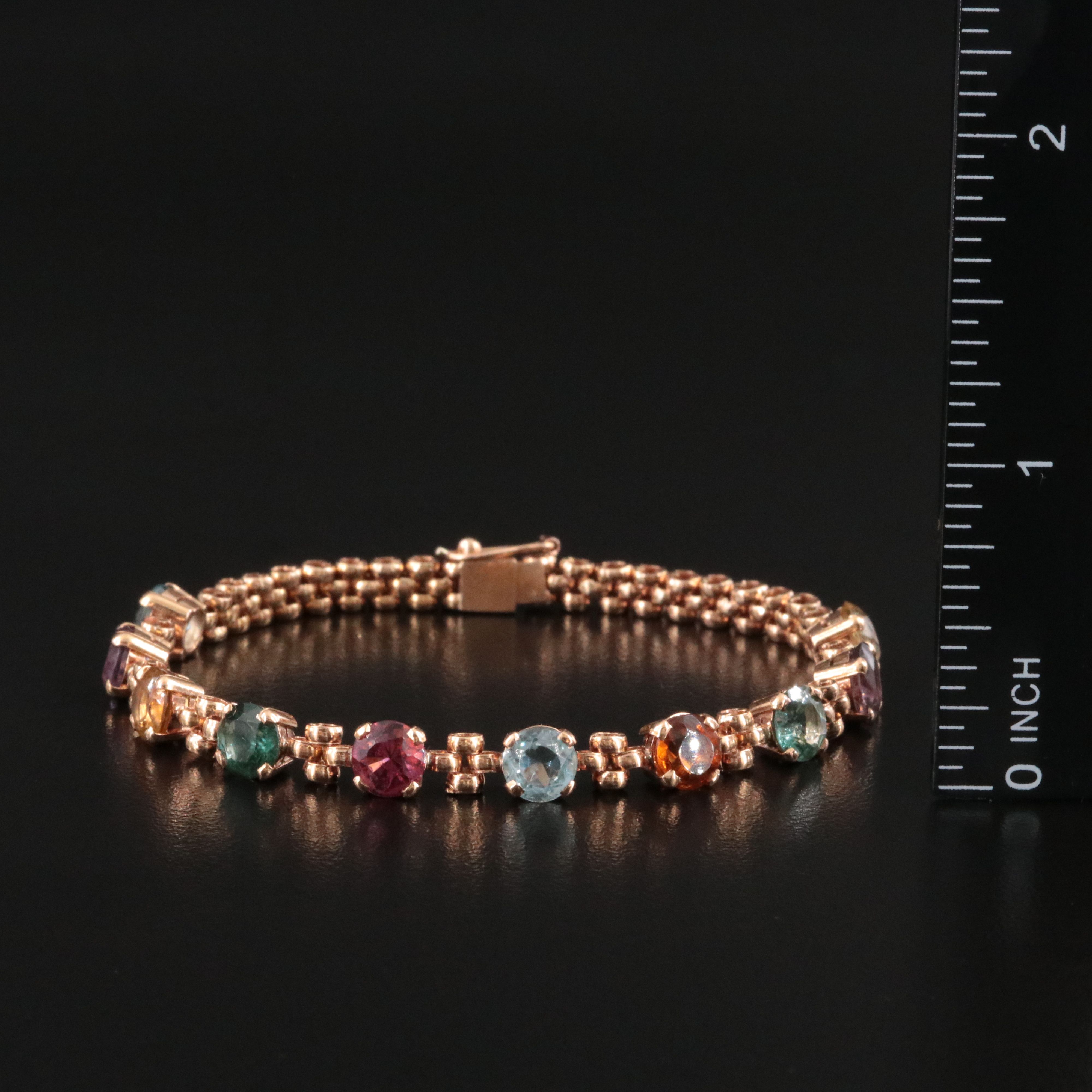 18K Amethyst, Tourmaline, Aquamarine, Citrine and Peridot Bracelet