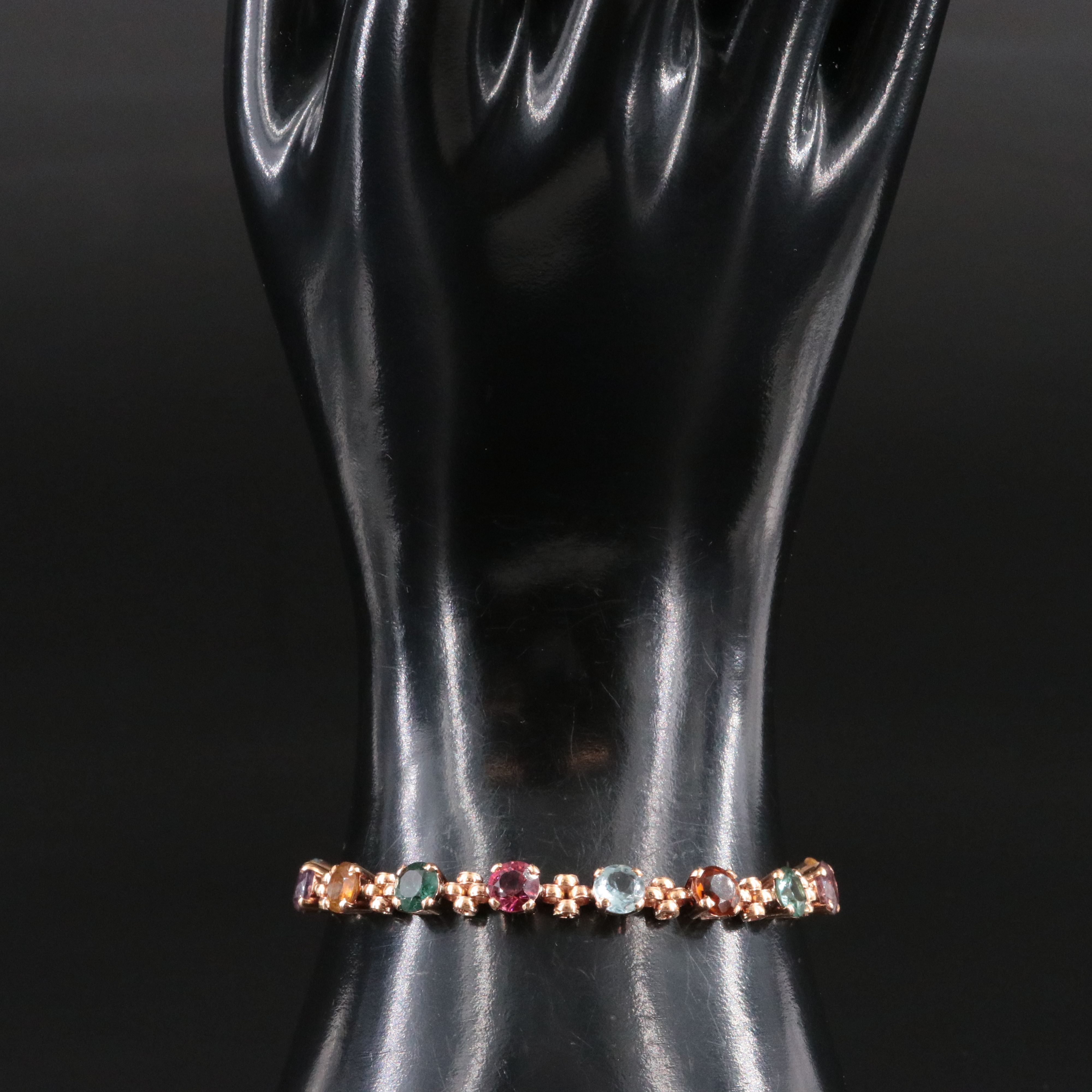 18K Amethyst, Tourmaline, Aquamarine, Citrine and Peridot Bracelet